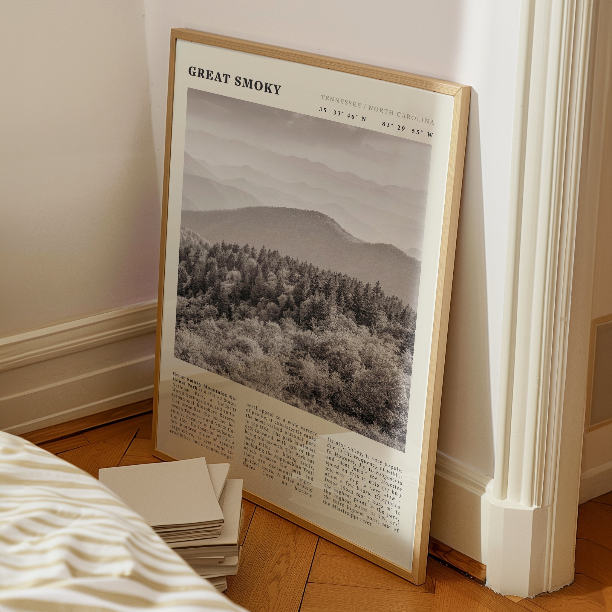 Great Smoky Mountains Poster | Black & White National Park Wall Art | Tennessee Print - Evergreen Posters