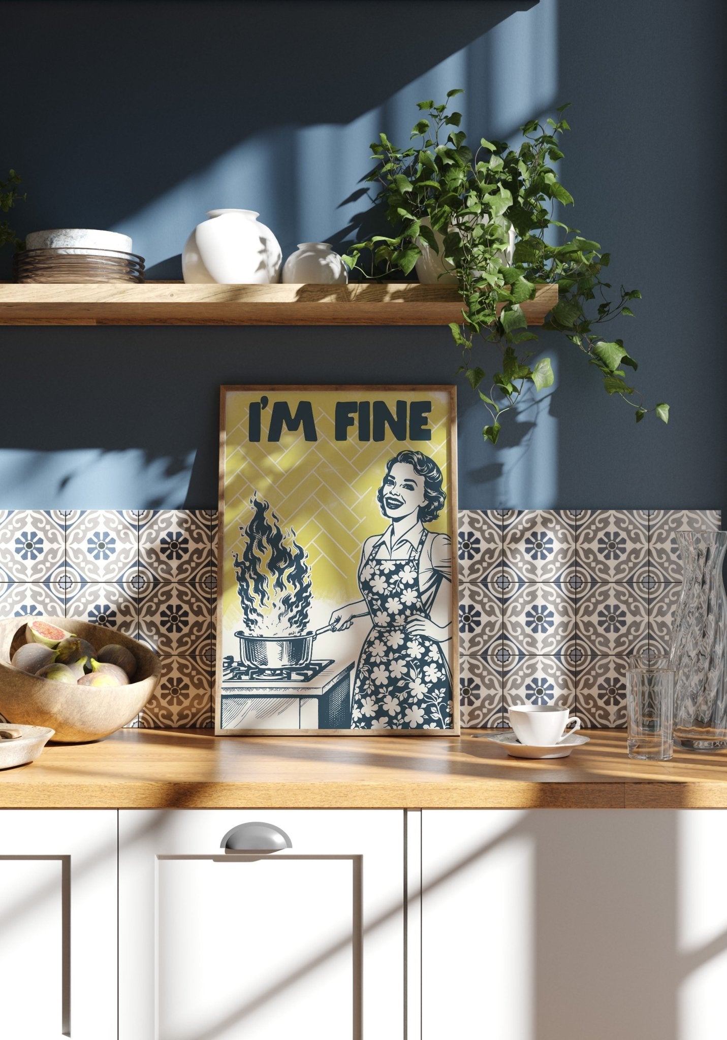 I'm Fine Poster – Funny Retro Kitchen Wall Art Print (Digital & Printed Options) - Evergreen Posters