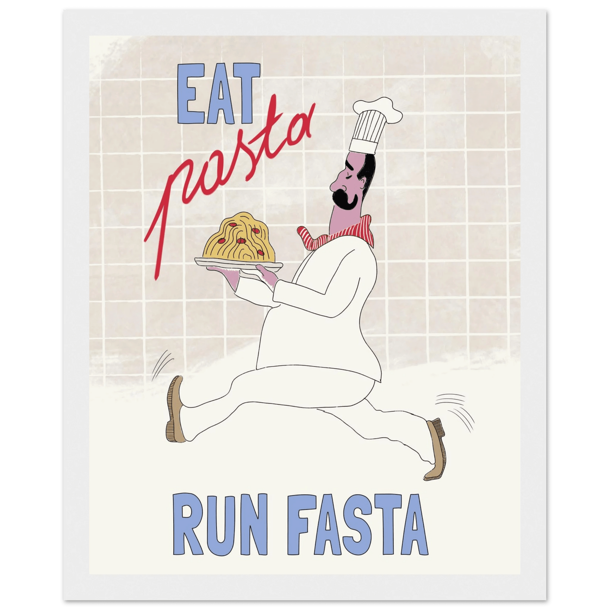 Eat Pasta Run Fasta Poster – Fun Kitchen Wall Art Print (Digital & Printed Options) - Evergreen Posters
