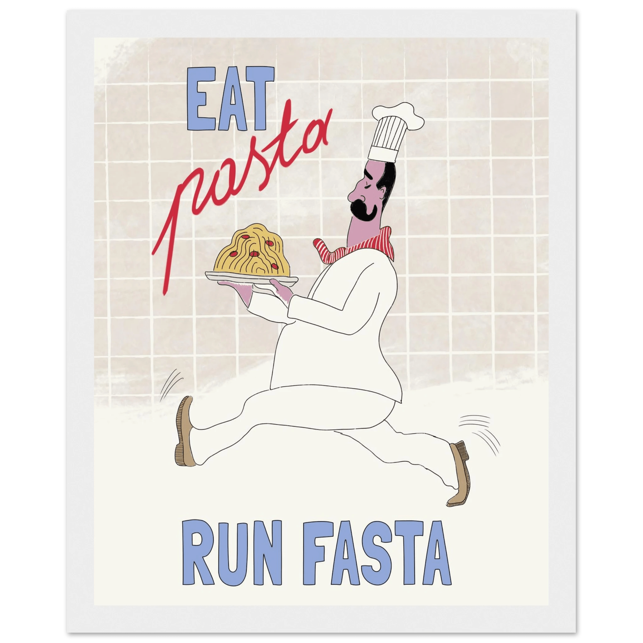 Eat Pasta Run Fasta Poster – Fun Kitchen Wall Art Print (Digital & Printed Options) - Evergreen Posters