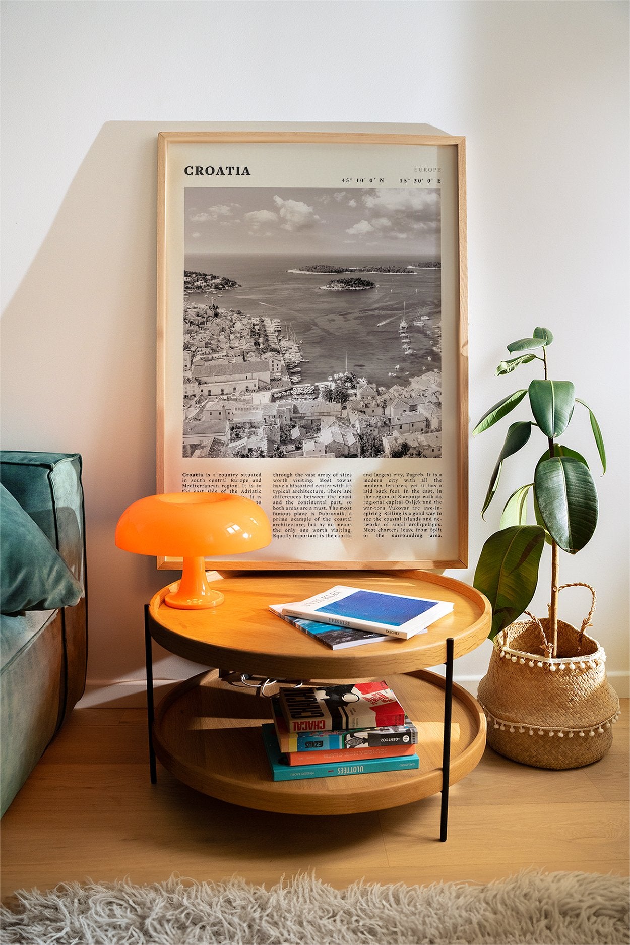 Croatia Poster | Black & White Hvar Island Wall Art | Adriatic Travel Print Decor - Evergreen Posters