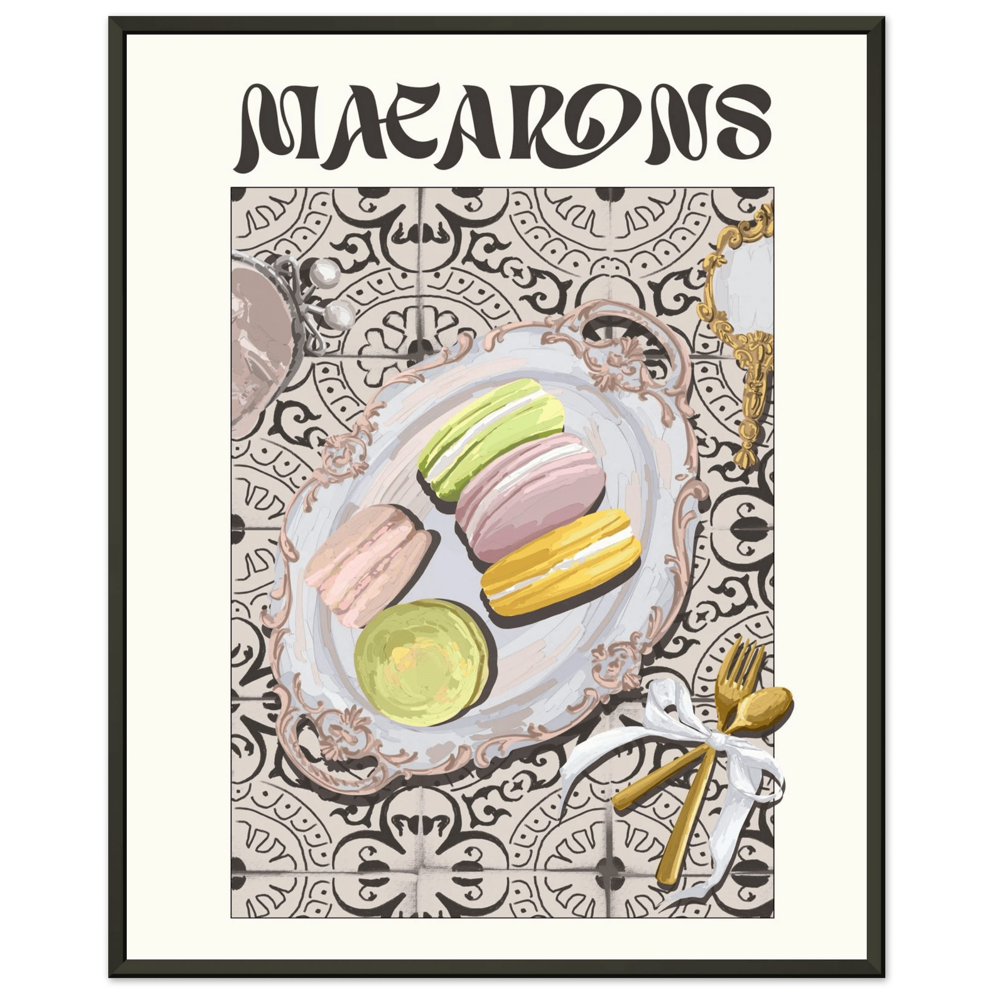 Macarons Poster – Playful French Patisserie Kitchen Wall Art Print (Digital & Printed Options) - Evergreen Posters