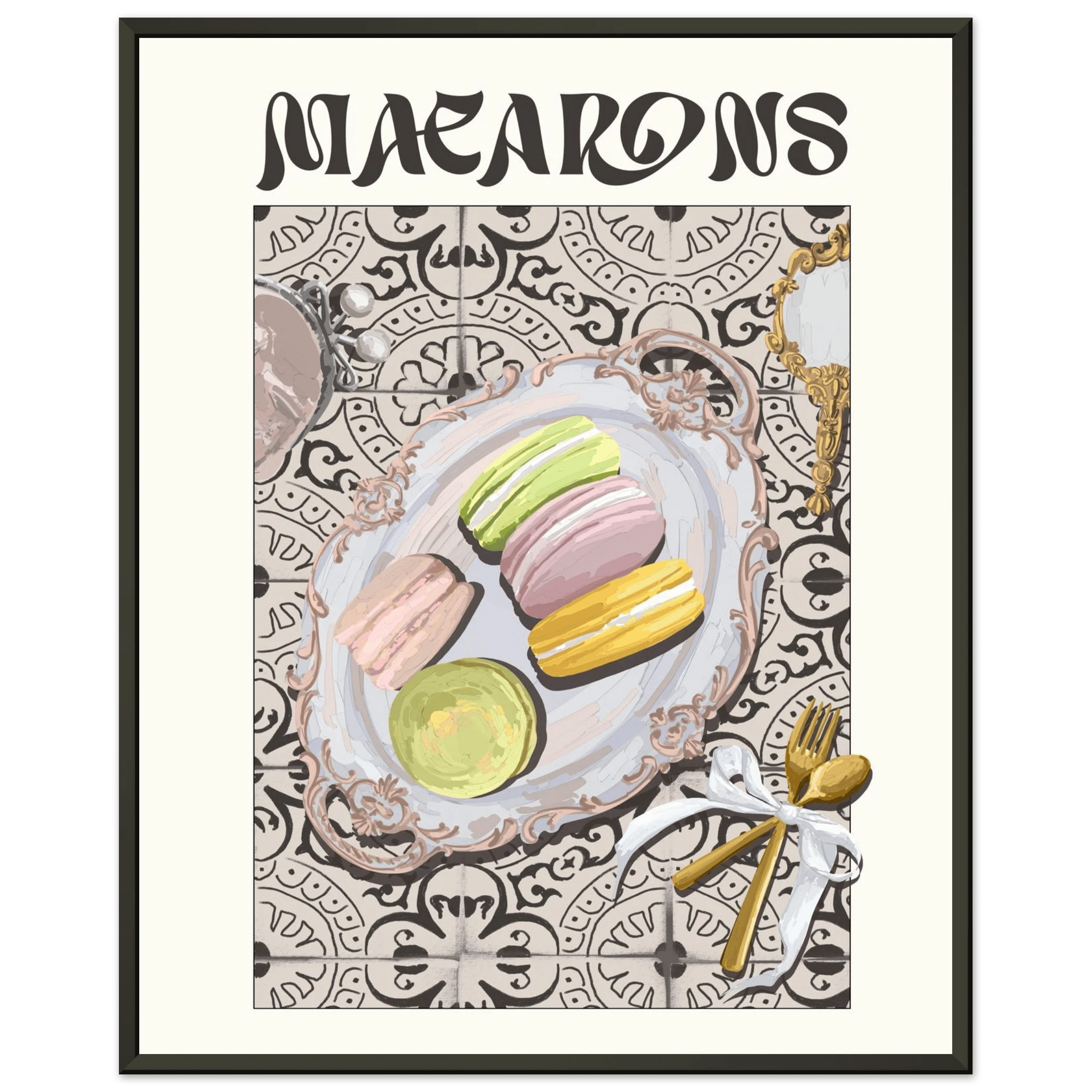 Macarons Poster – Playful French Patisserie Kitchen Wall Art Print (Digital & Printed Options) - Evergreen Posters