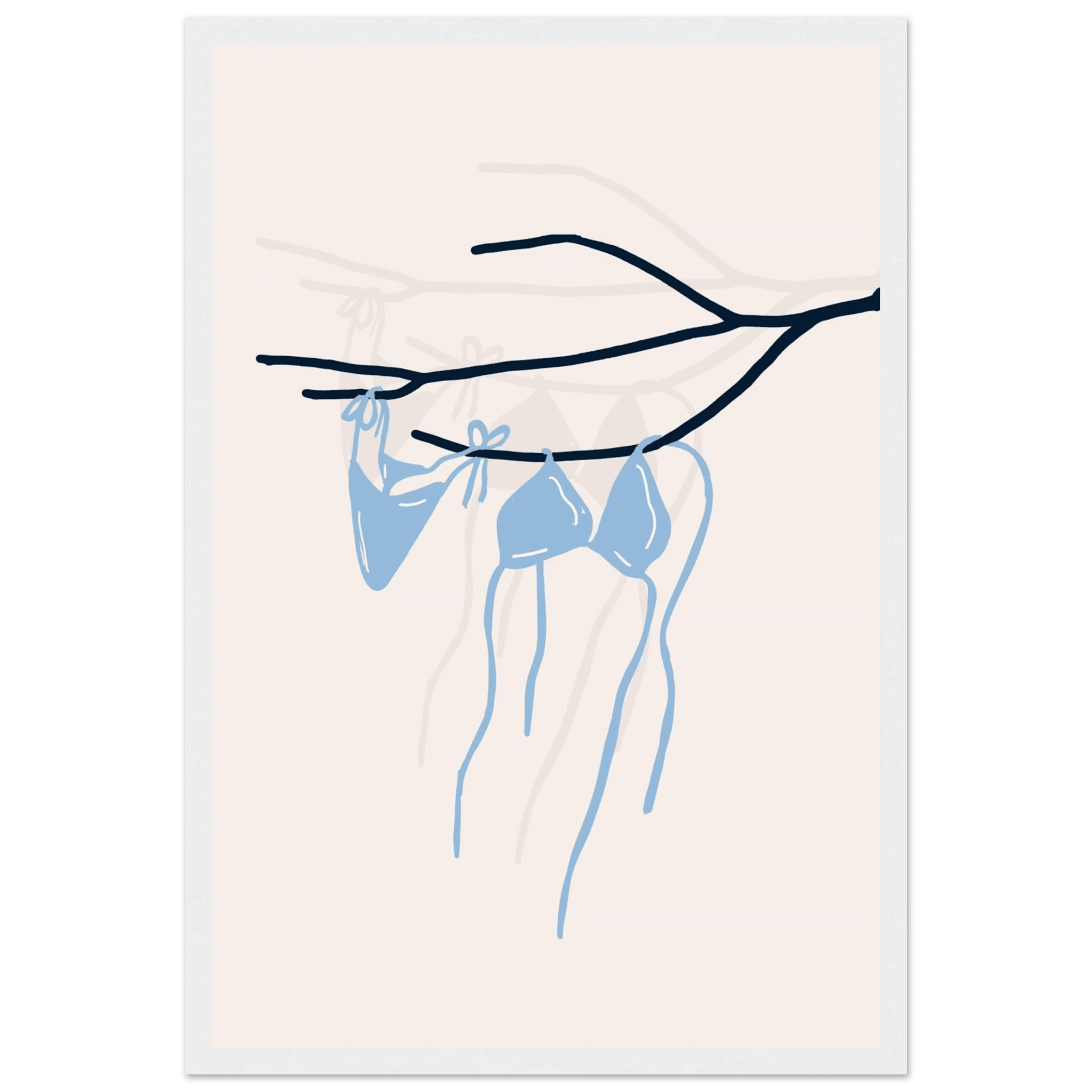 Coastal Bikini Line Art Poster – Minimalist Beach Wall Art Print - Evergreen Posters