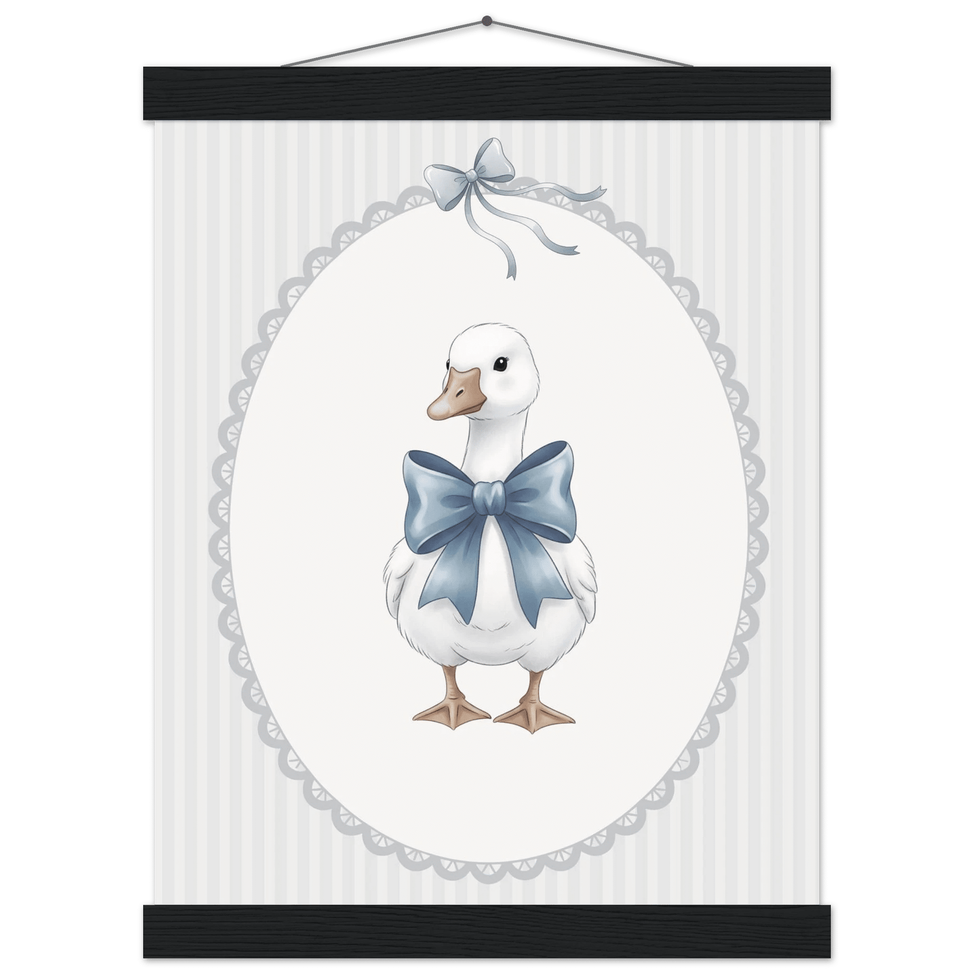 Blue Bow Duck Nursery Poster – Sweet Baby Room Wall Art Print - Evergreen Posters