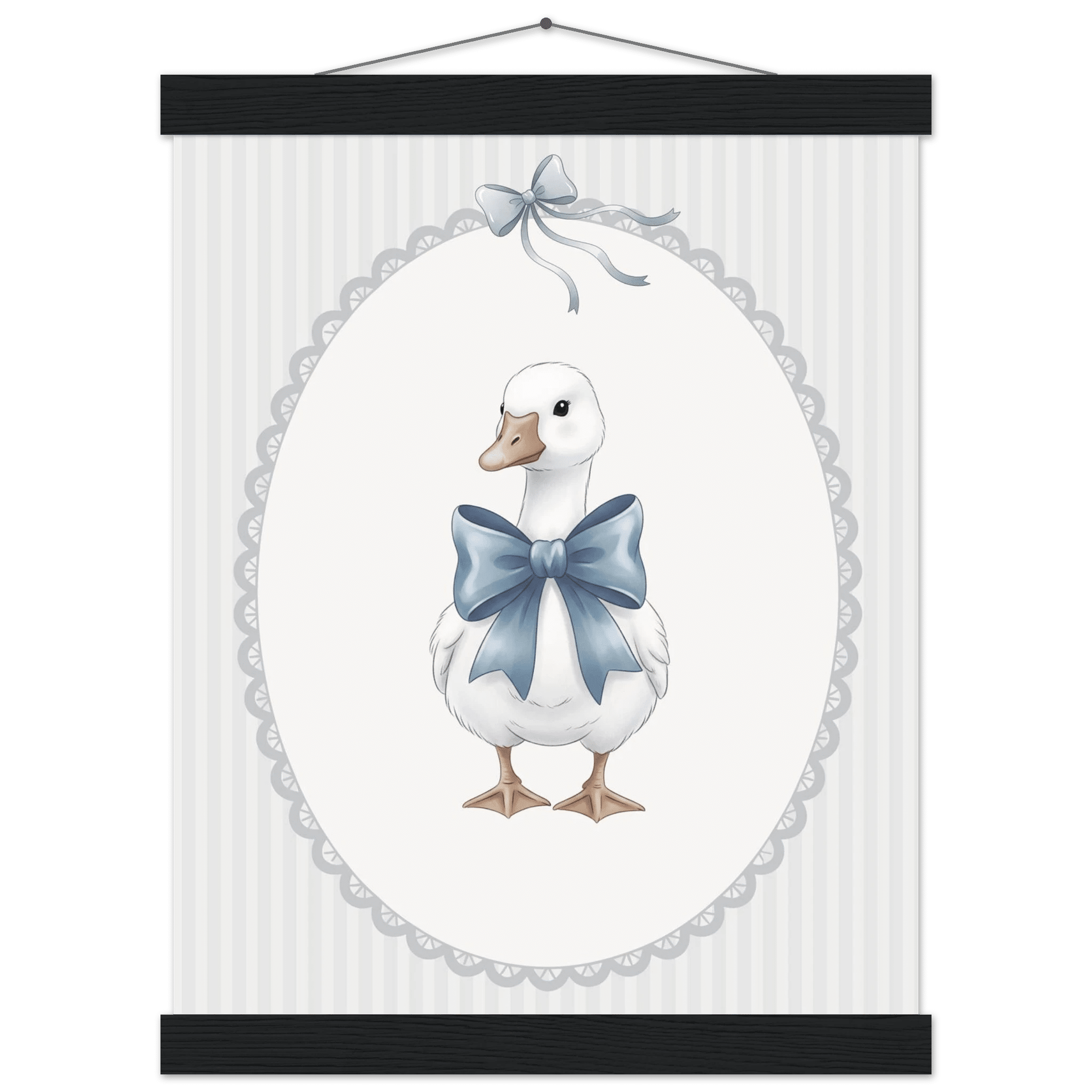 Blue Bow Duck Nursery Poster – Sweet Baby Room Wall Art Print - Evergreen Posters