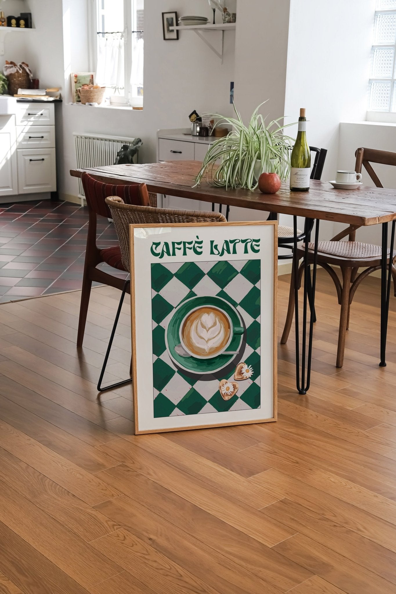 Caffè Latte Poster – Playful Coffee Kitchen Wall Art Print (Digital & Printed Options) - Evergreen Posters