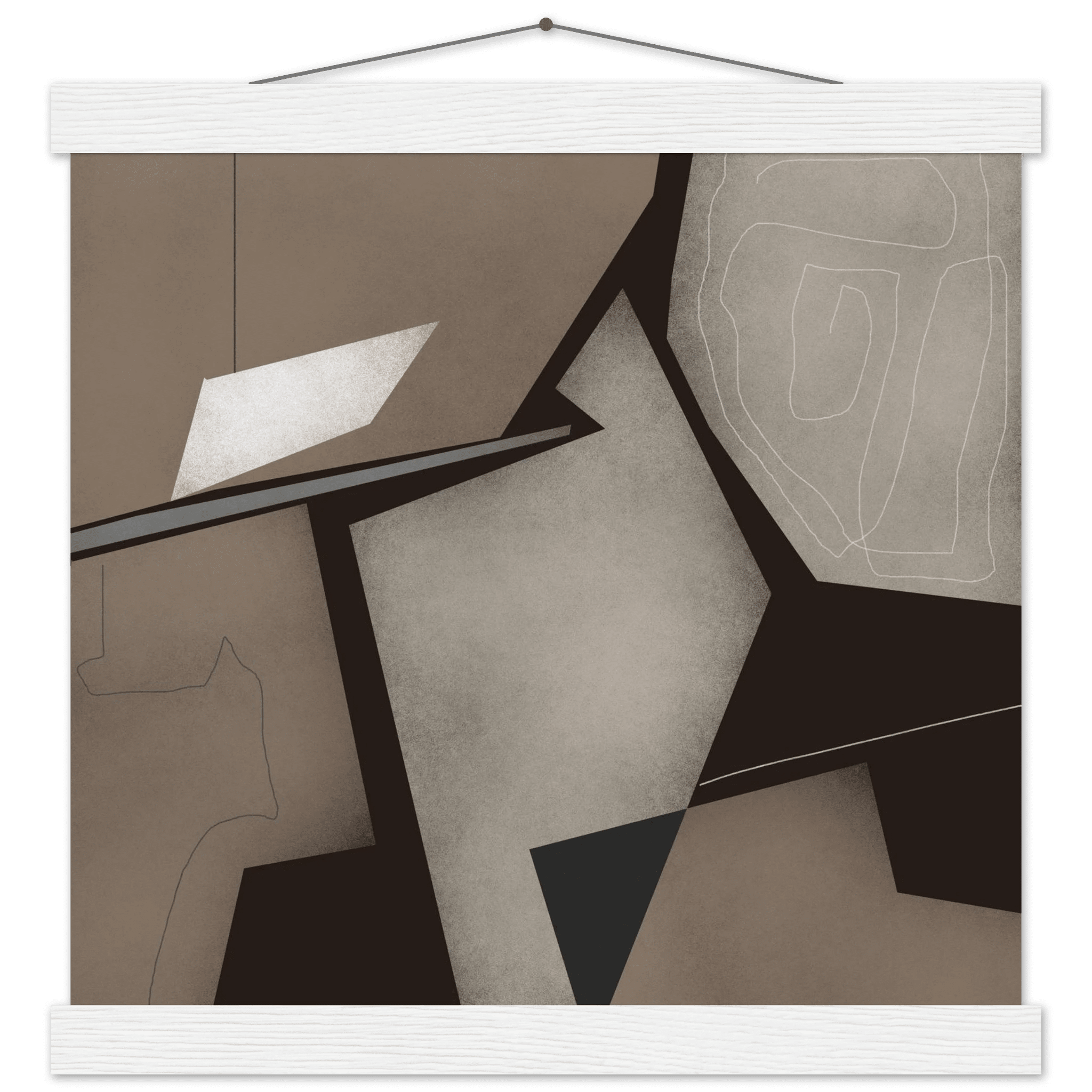 Taupe & Black Geometric Abstract Poster | Modern Square Wall Art | Neutral Decor Print - Evergreen Posters