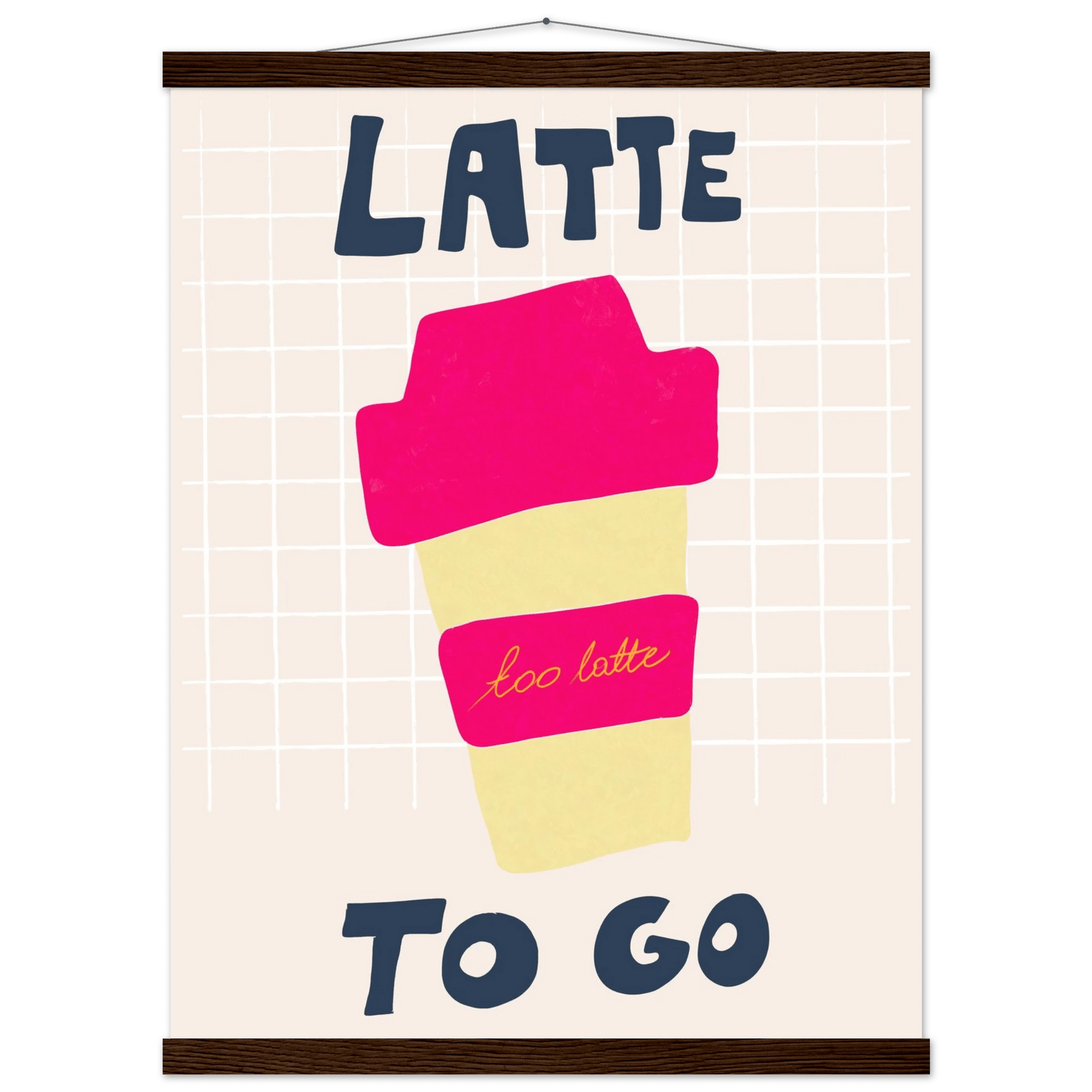 Latte To Go Poster – Playful Coffee Kitchen Wall Art Print (Digital & Printed Options) - Evergreen Posters