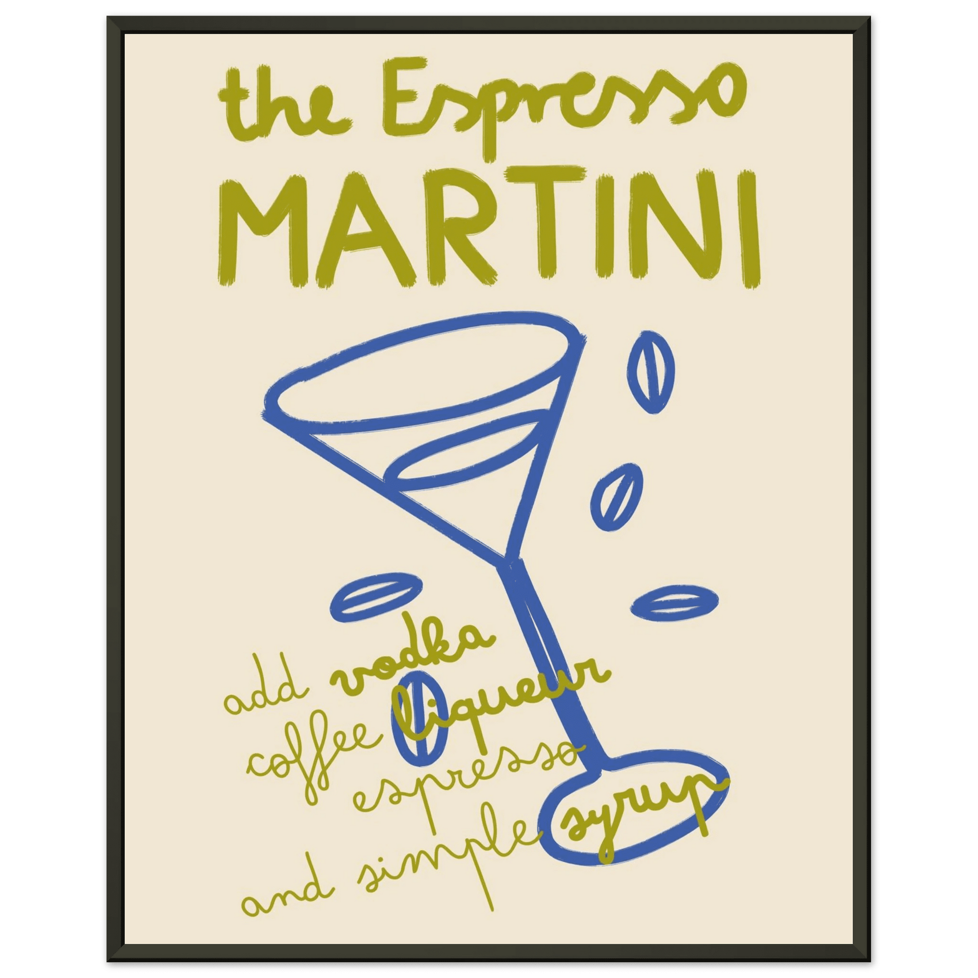 Espresso Martini Print | Cocktail Recipe Wall Art | Kitchen Bar Poster - Evergreen Posters