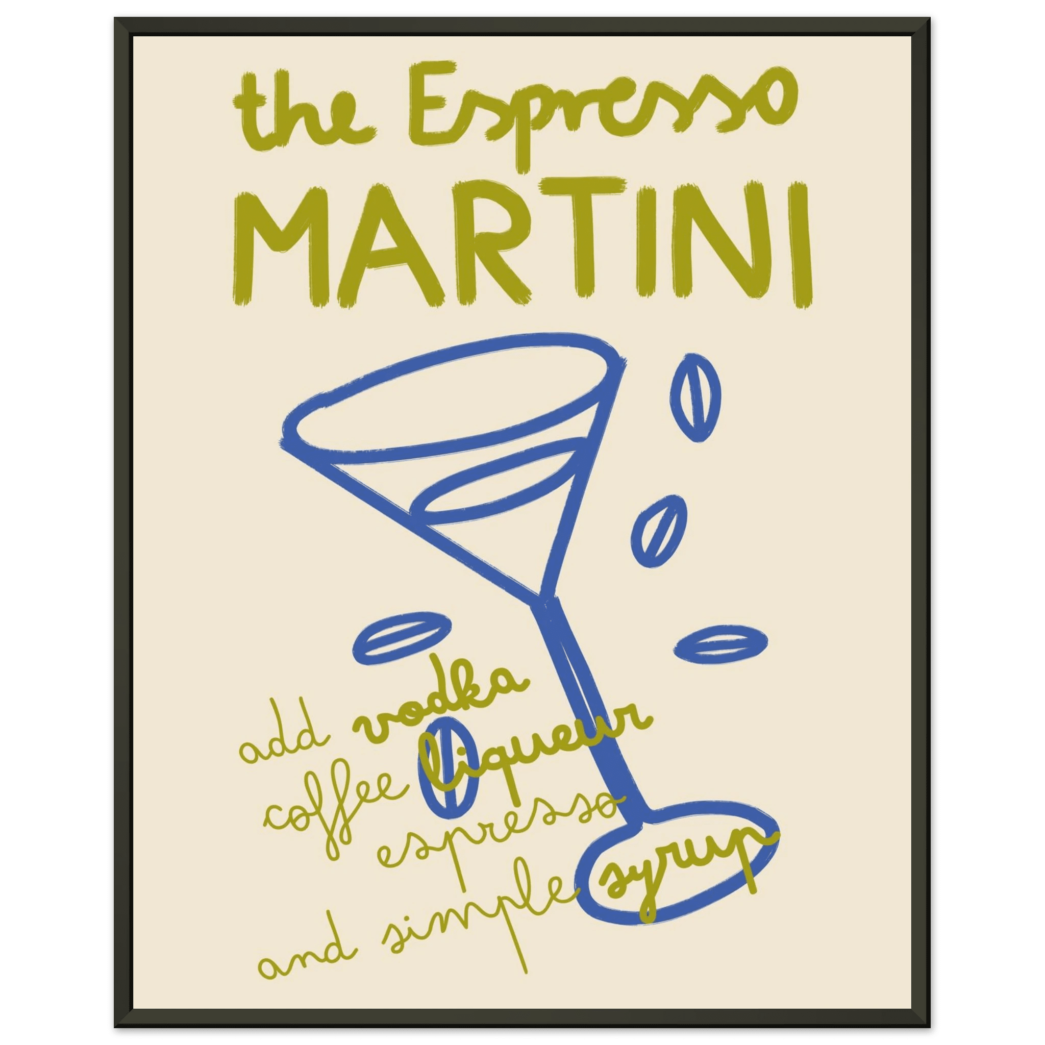 Espresso Martini Print | Cocktail Recipe Wall Art | Kitchen Bar Poster - Evergreen Posters