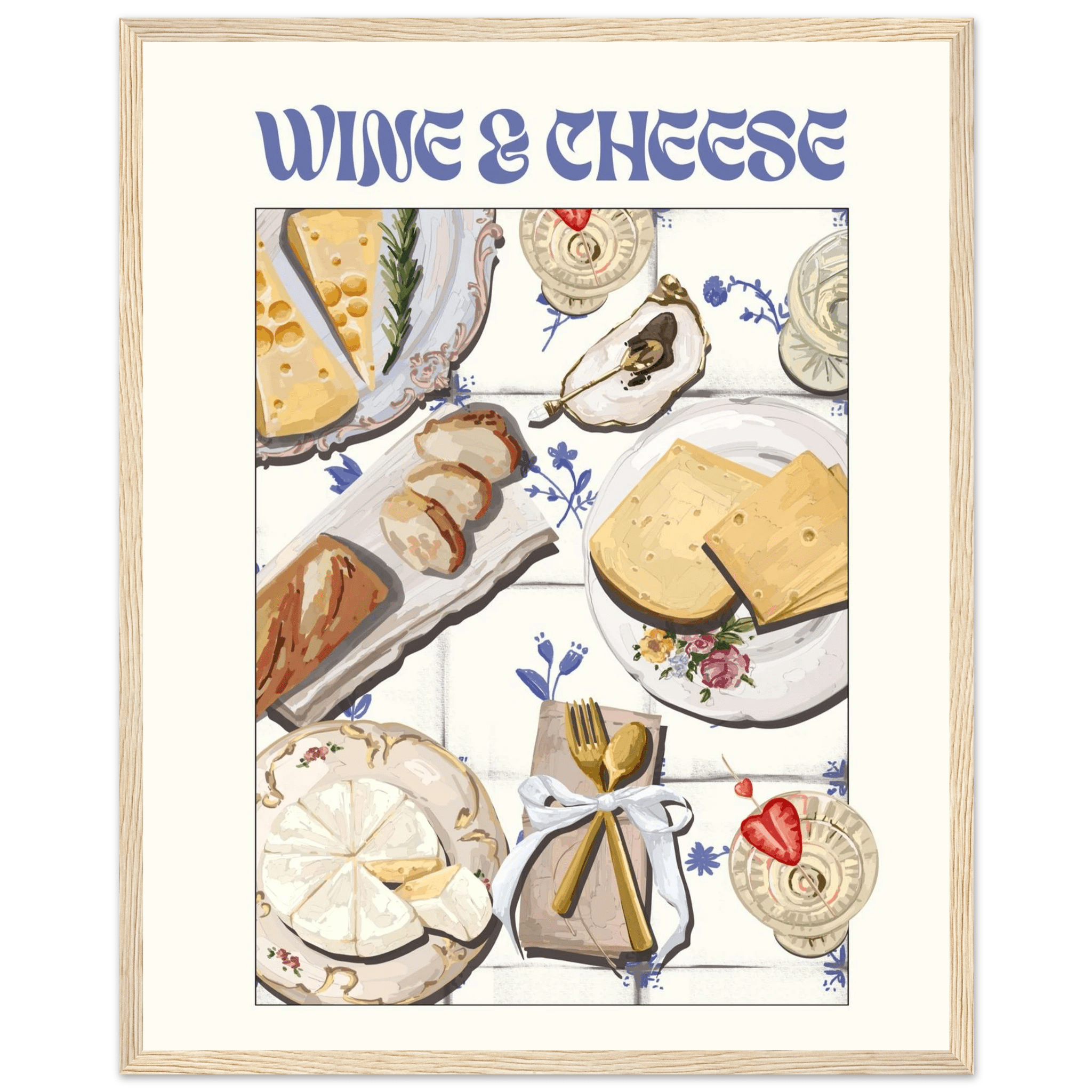 Wine & Cheese Poster – Elegant Kitchen & Dining Wall Art Print (Digital & Printed Options) - Evergreen Posters