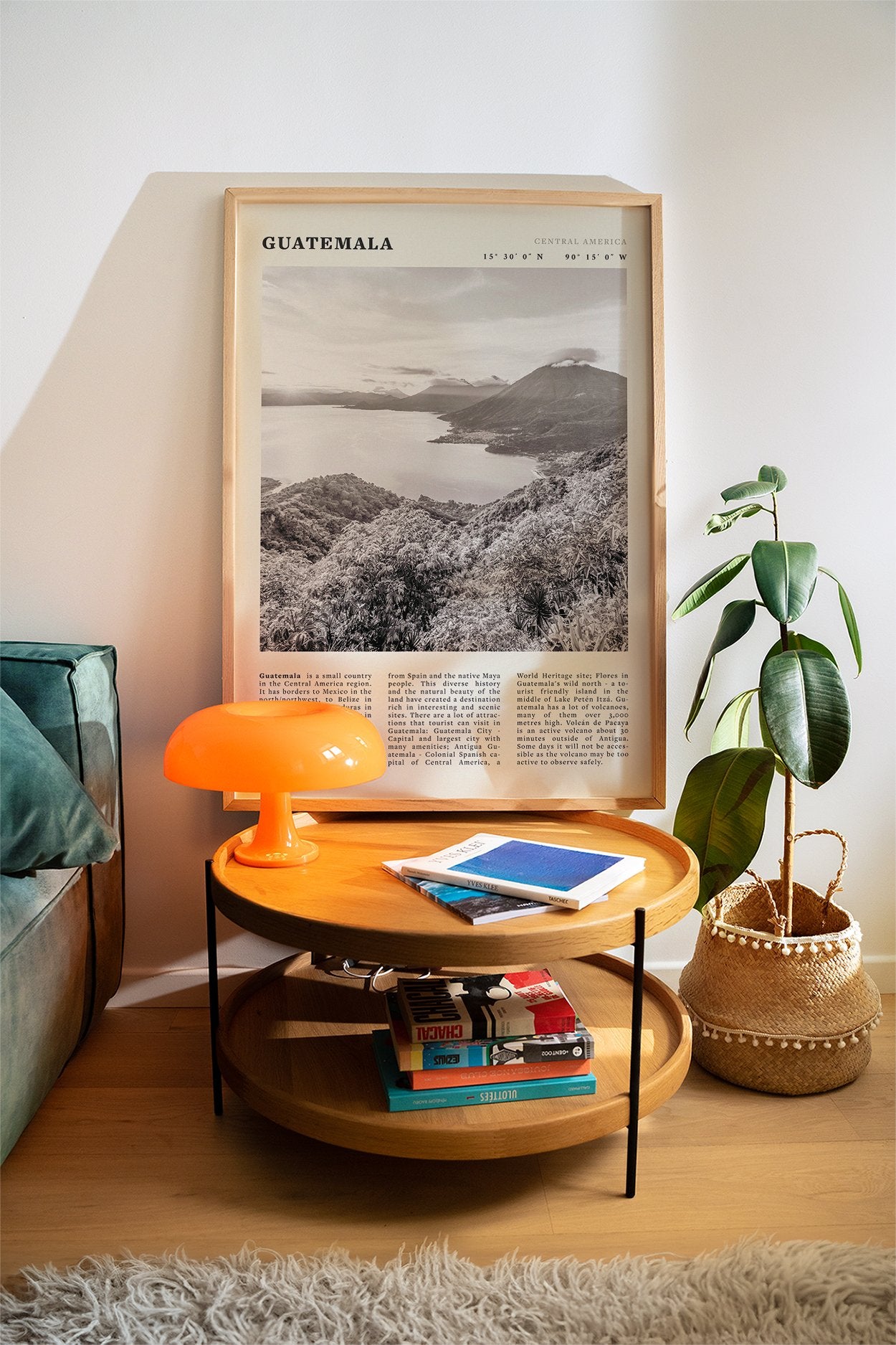 Guatemala Poster | Black & White Lake Atitlan Wall Art | Central America Travel Print - Evergreen Posters