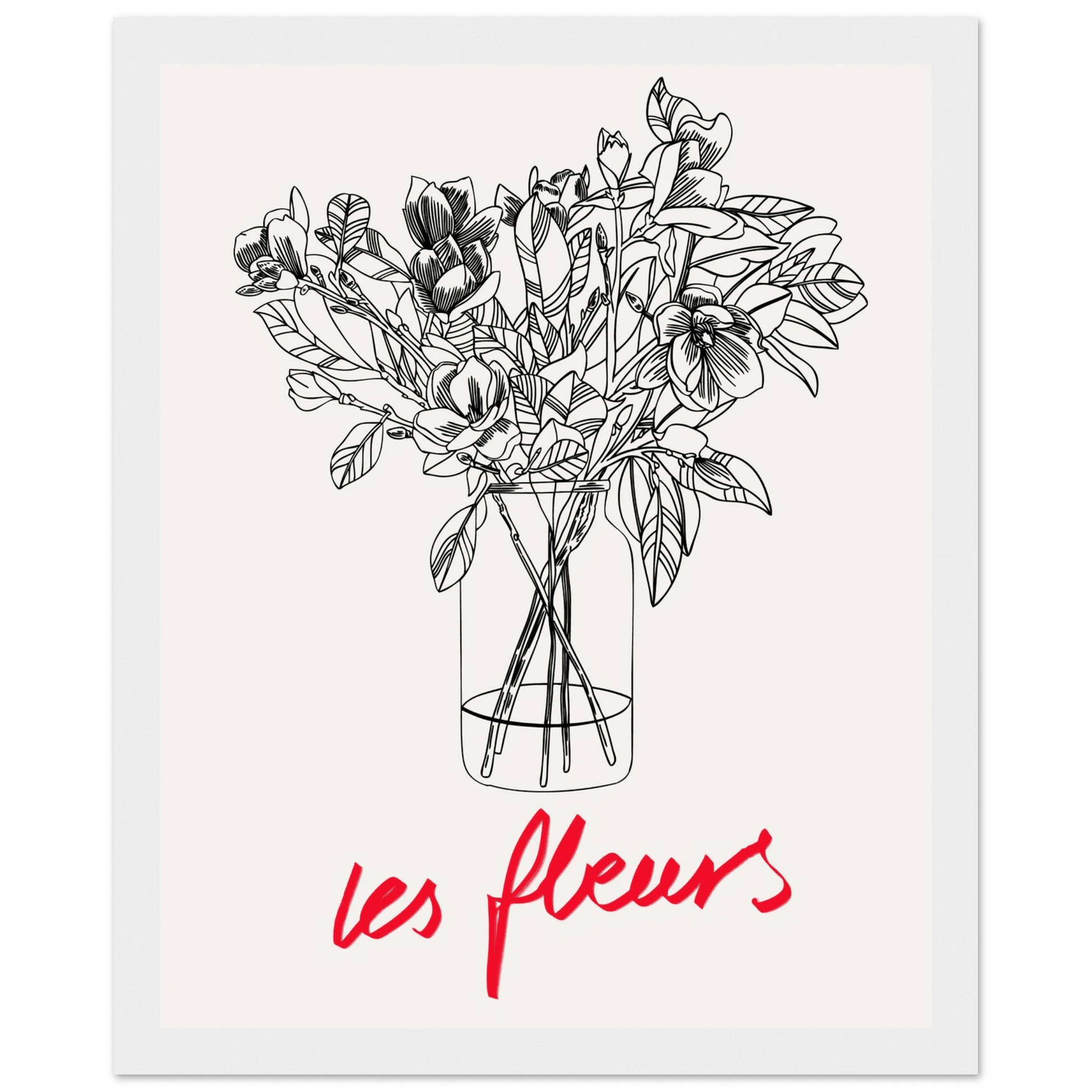 Les Fleurs Botanical Poster | French Flower Line Art Print | Minimalist Floral Wall Decor - Evergreen Posters