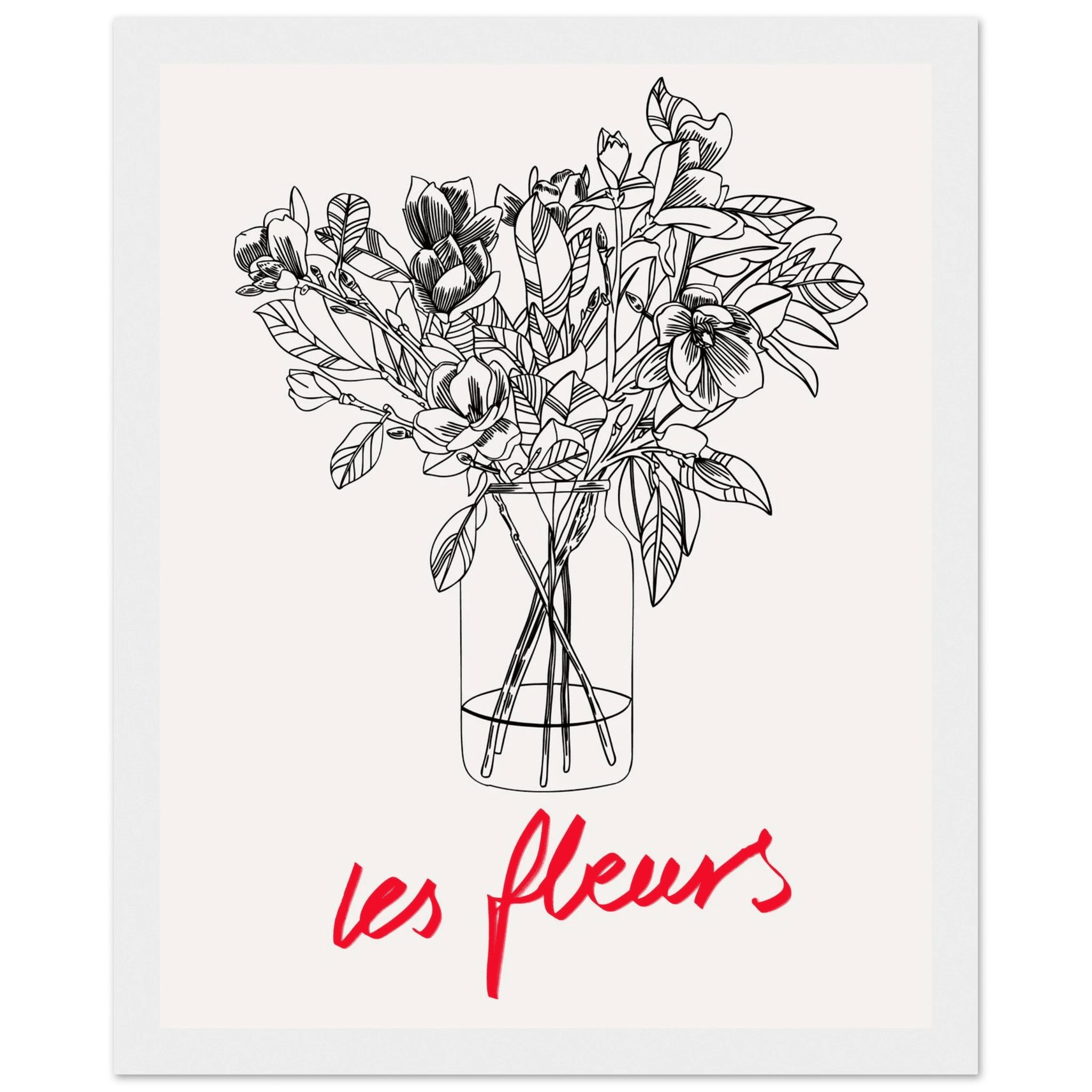 Les Fleurs Botanical Poster | French Flower Line Art Print | Minimalist Floral Wall Decor - Evergreen Posters