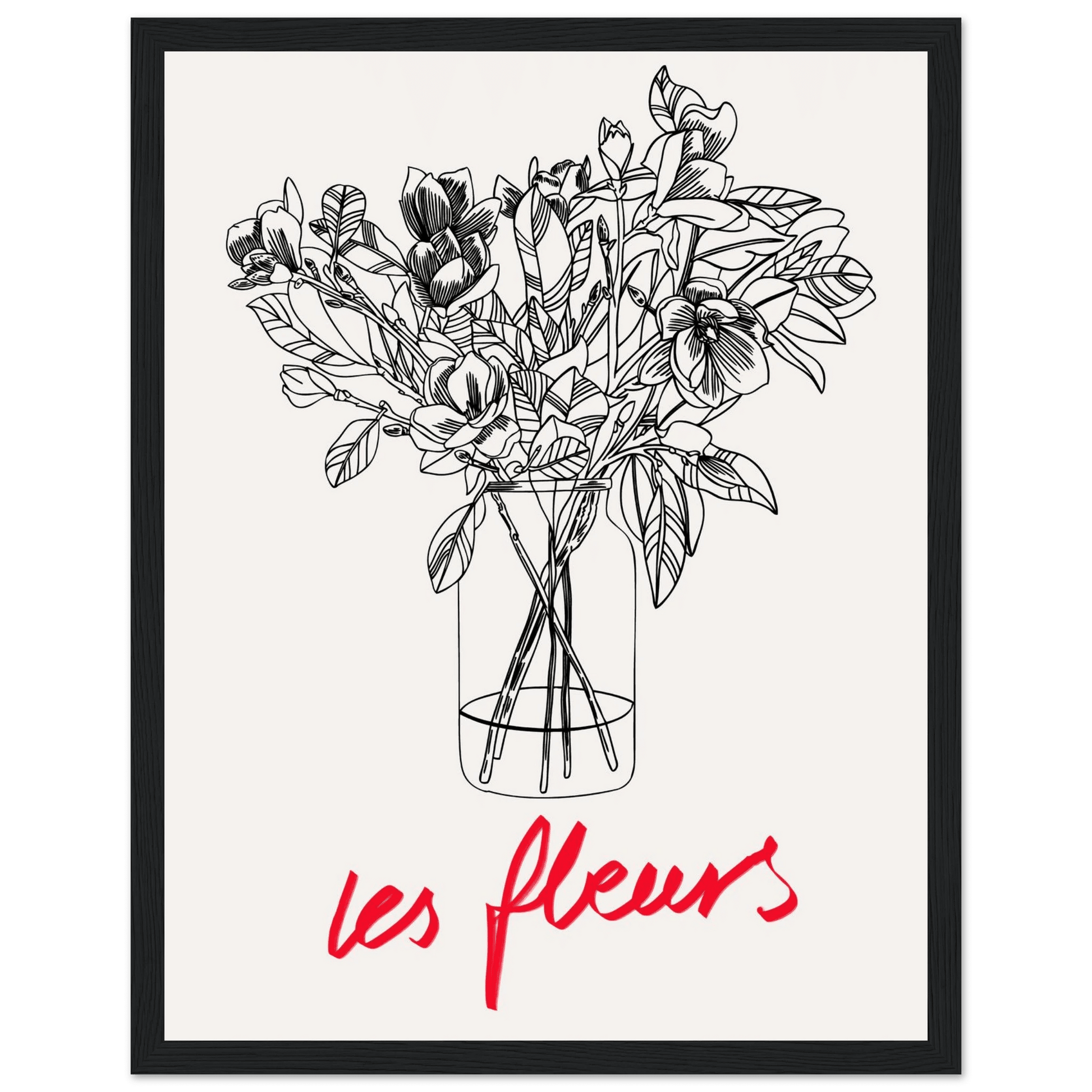 Les Fleurs Botanical Poster | French Flower Line Art Print | Minimalist Floral Wall Decor - Evergreen Posters