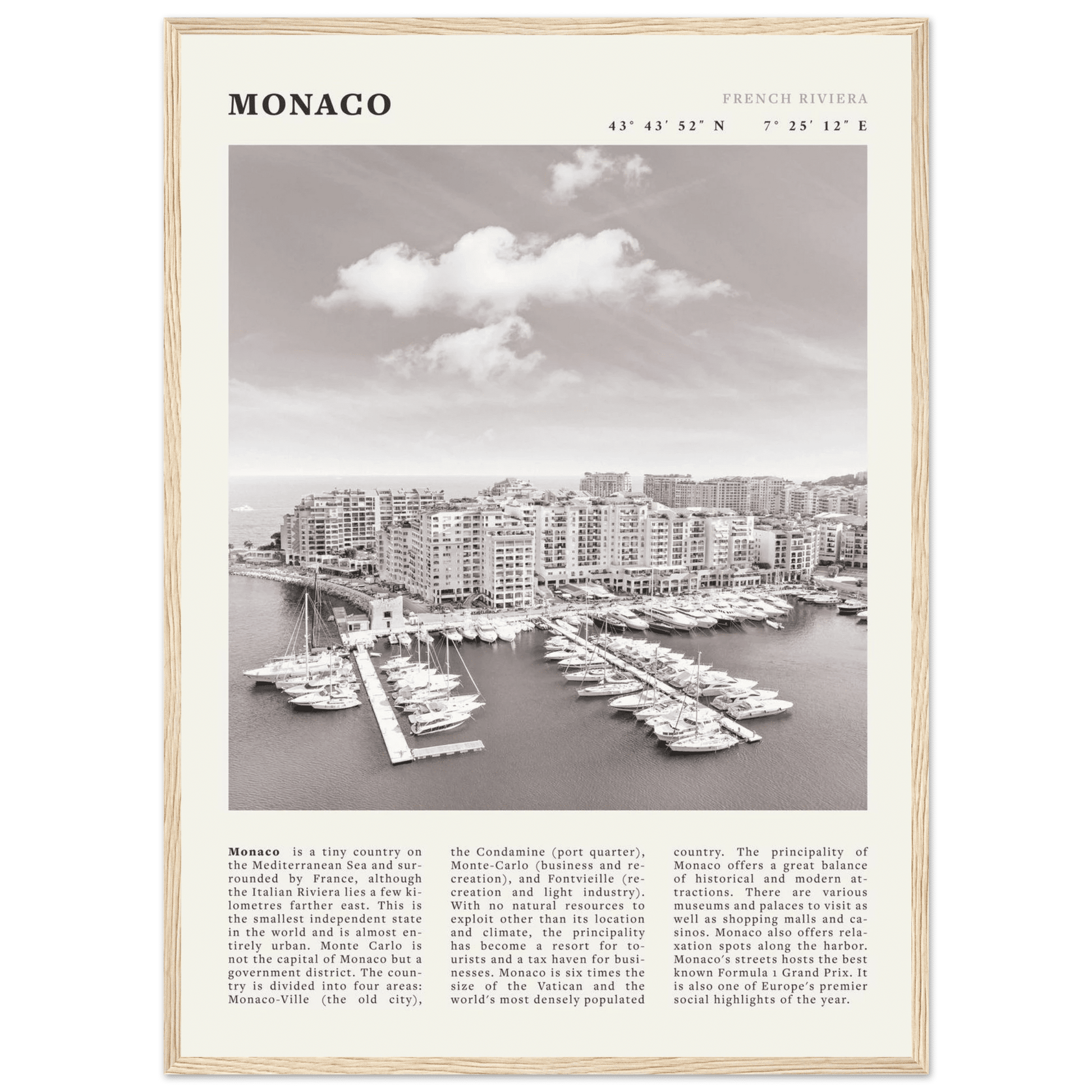 Monaco Poster Black and White – Vintage Monte Carlo Harbor Print (Digital & Printed Options) - Evergreen Posters