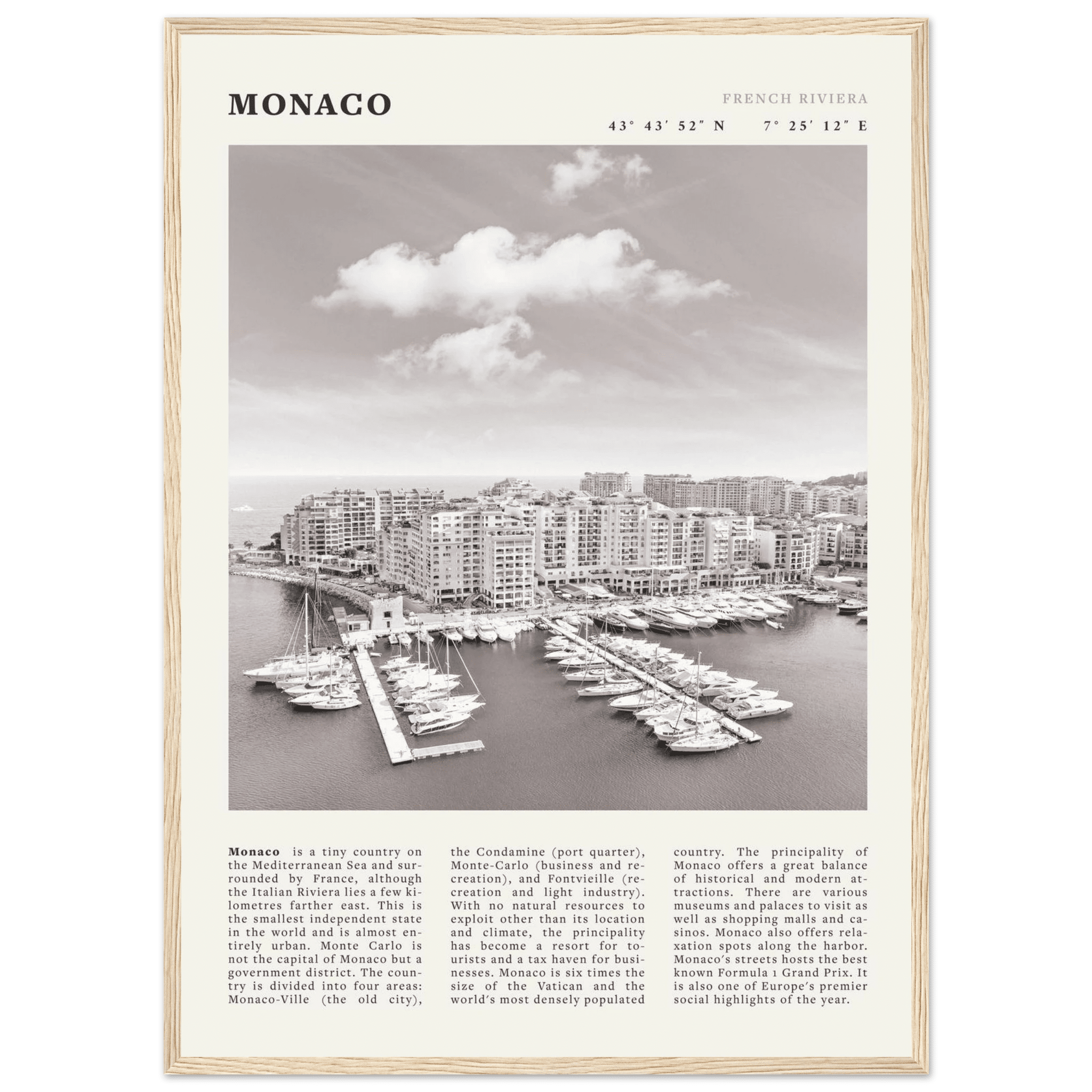 Monaco Poster Black and White – Vintage Monte Carlo Harbor Print (Digital & Printed Options) - Evergreen Posters