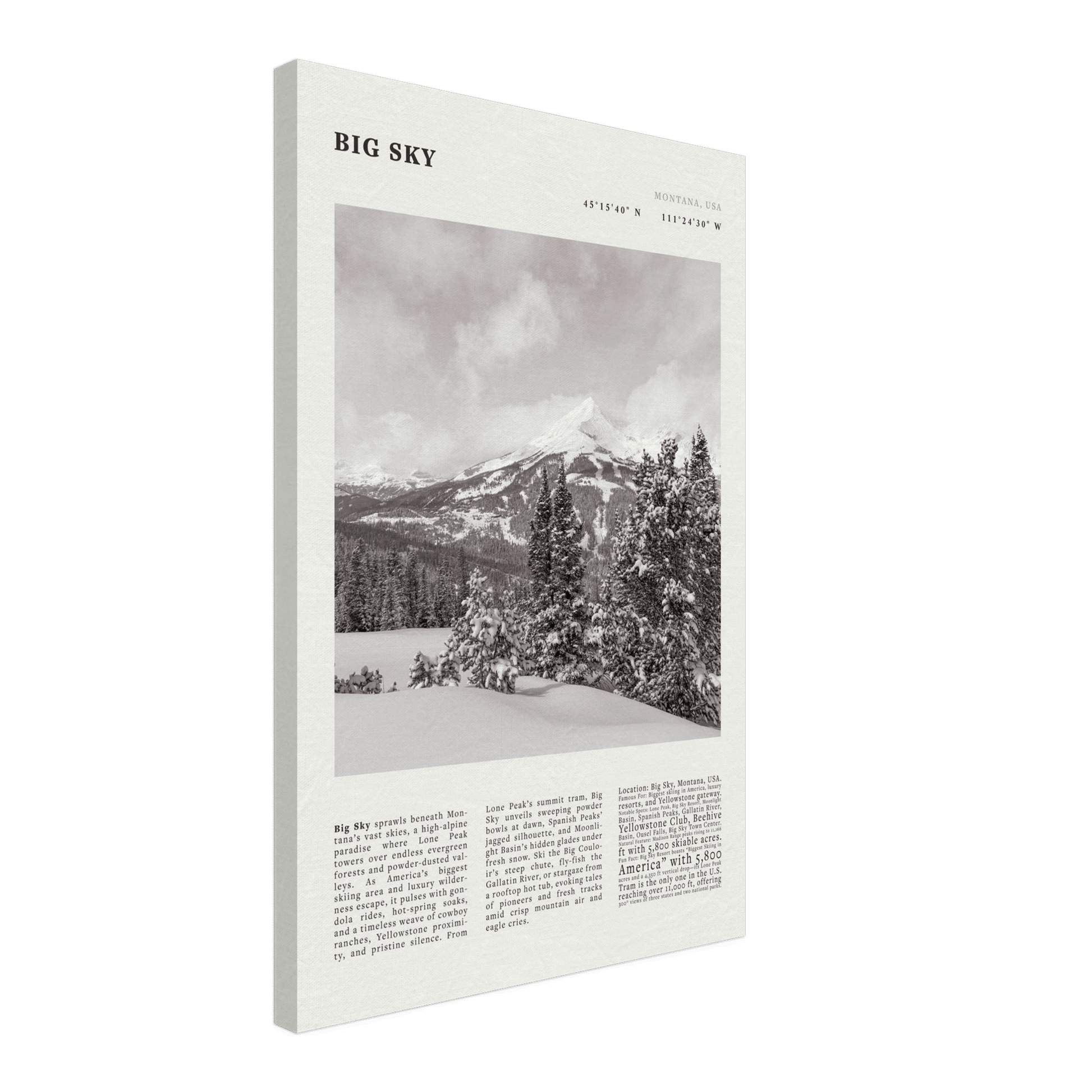 Big Sky Montana Poster Black and White – Vintage Lone Peak Ski Resort Print (Digital & Printed Options) - Evergreen Posters