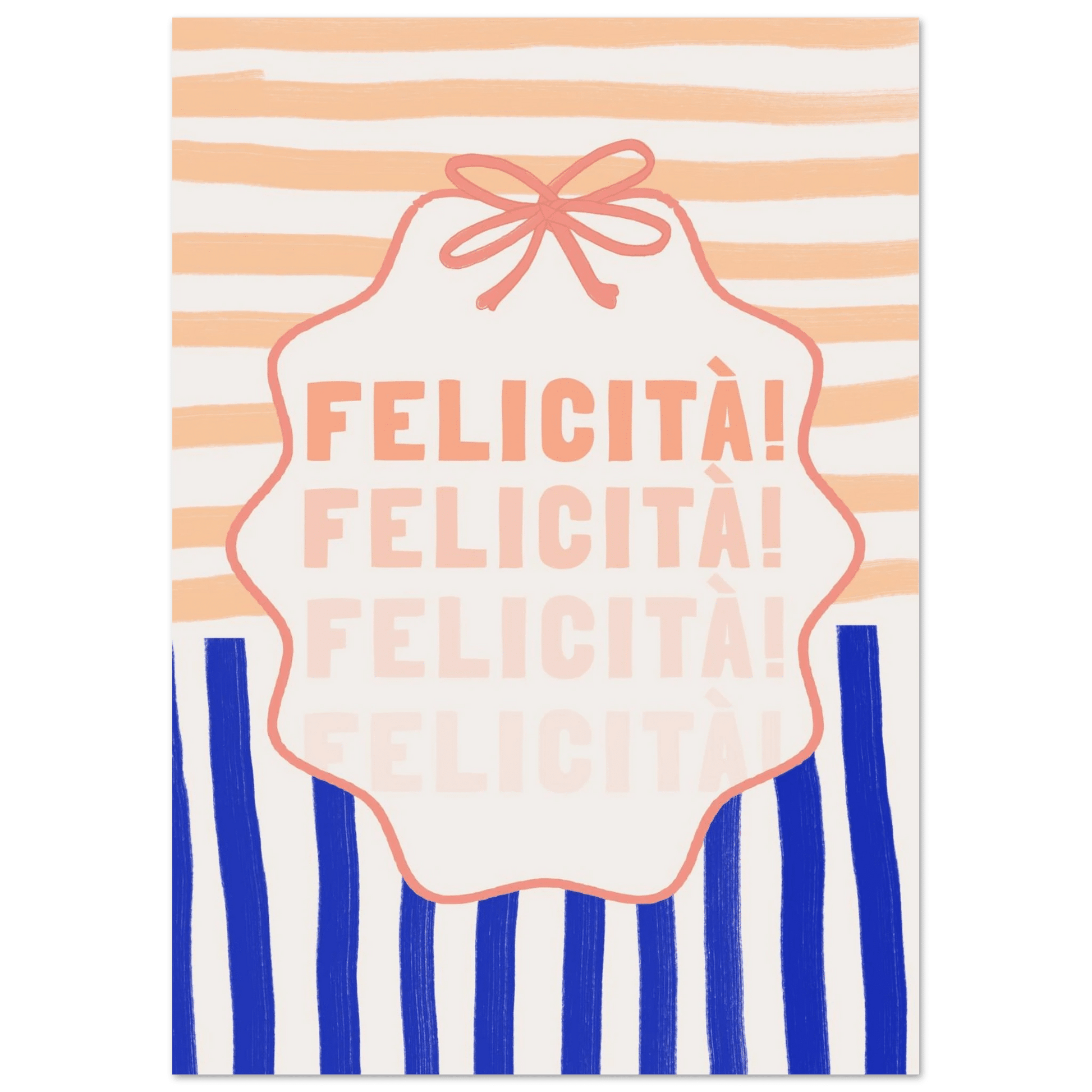 Felicità Italian Happiness Quote Print | Coquette Stripe Wall Art - Evergreen Posters