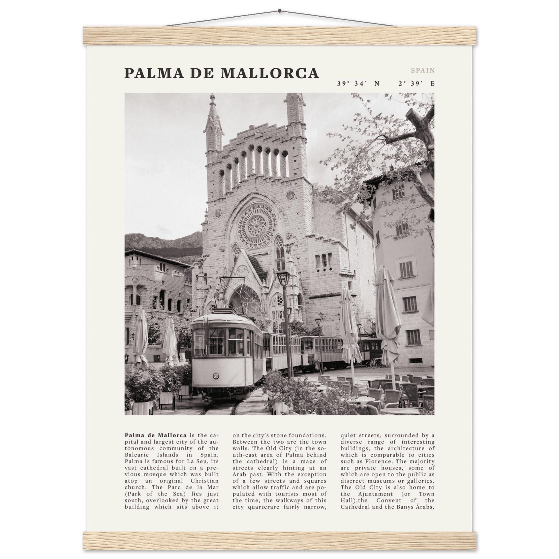 Palma de Mallorca Poster | Black & White Spain Wall Art | Travel Print | Mediterranean Decor - Evergreen Posters