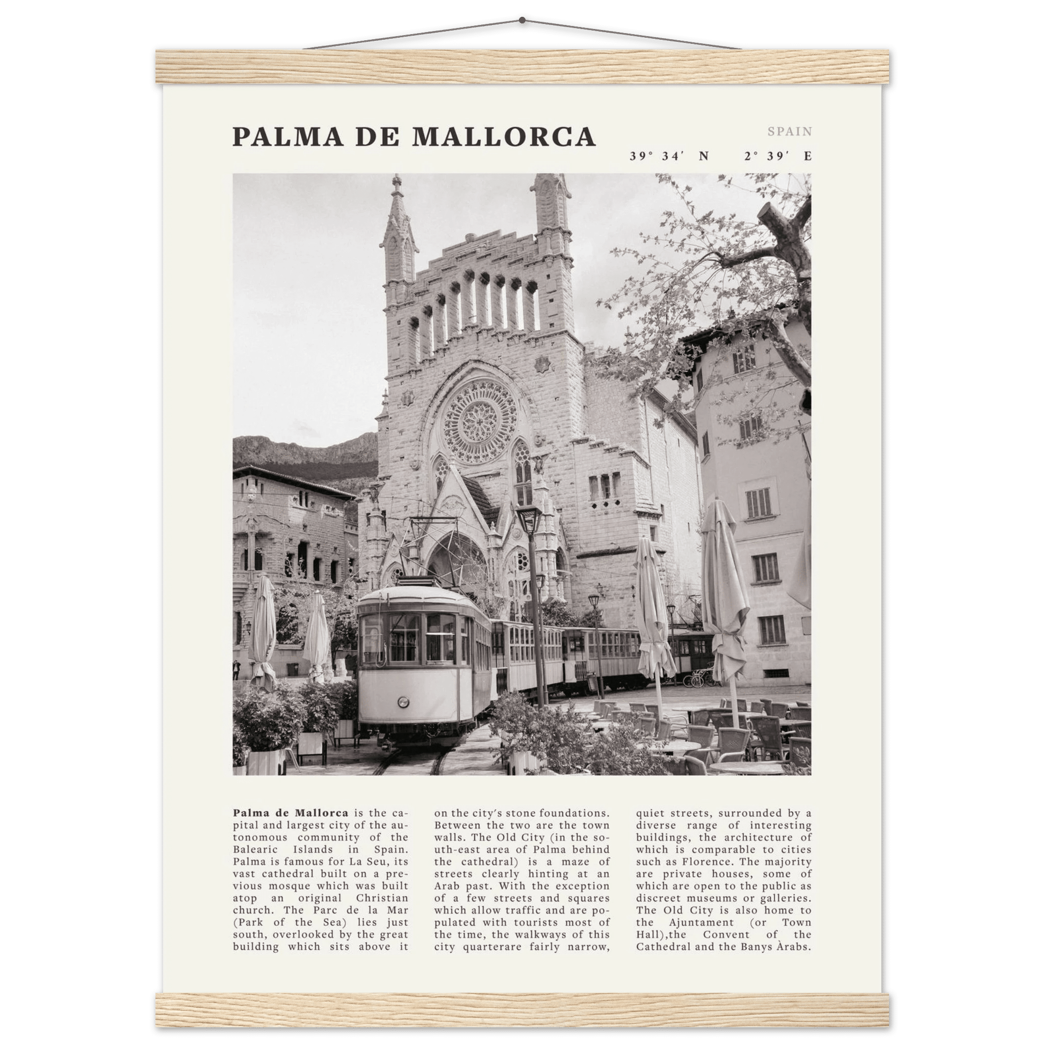 Palma de Mallorca Poster | Black & White Spain Wall Art | Travel Print | Mediterranean Decor - Evergreen Posters