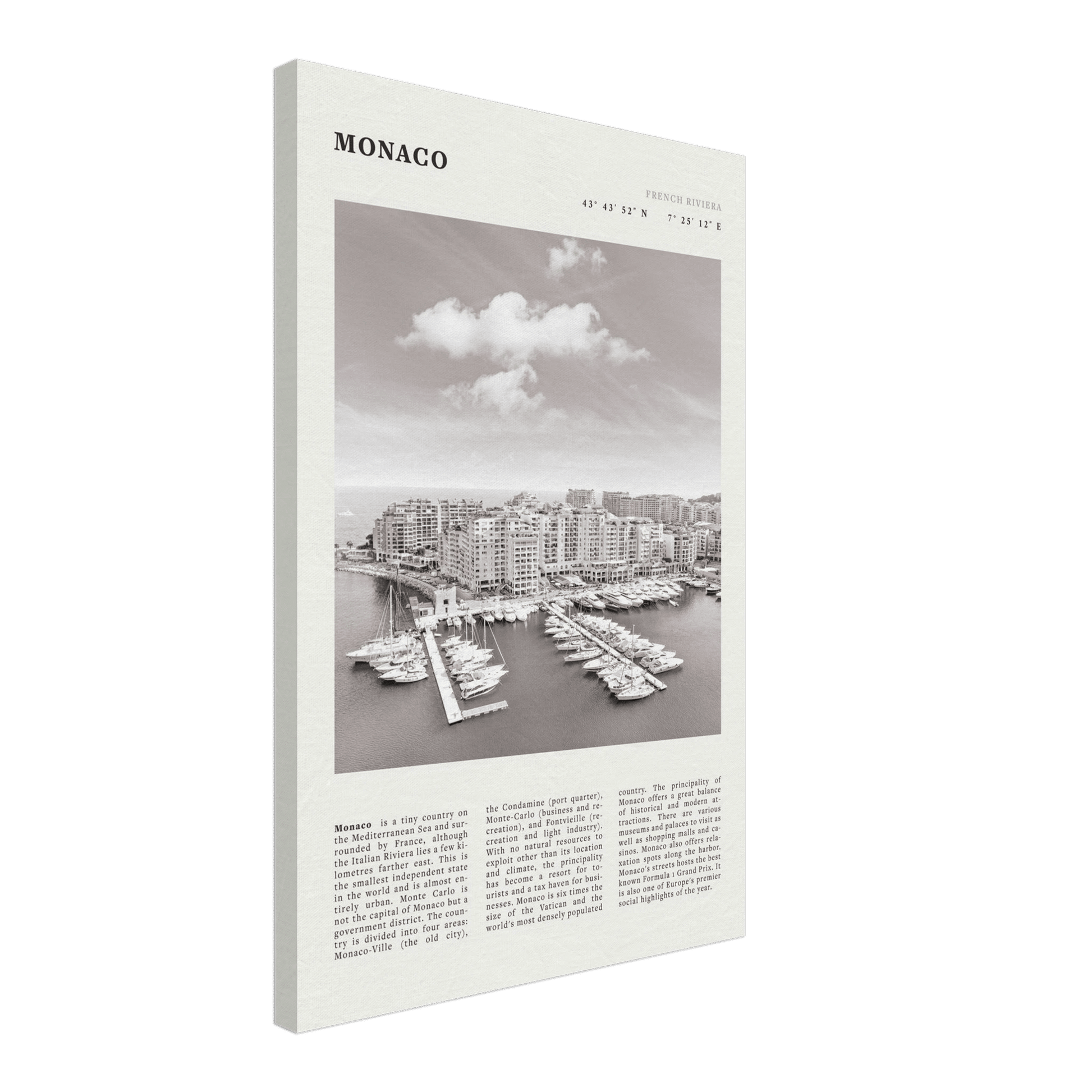 Monaco Poster Black and White – Vintage Monte Carlo Harbor Print (Digital & Printed Options) - Evergreen Posters