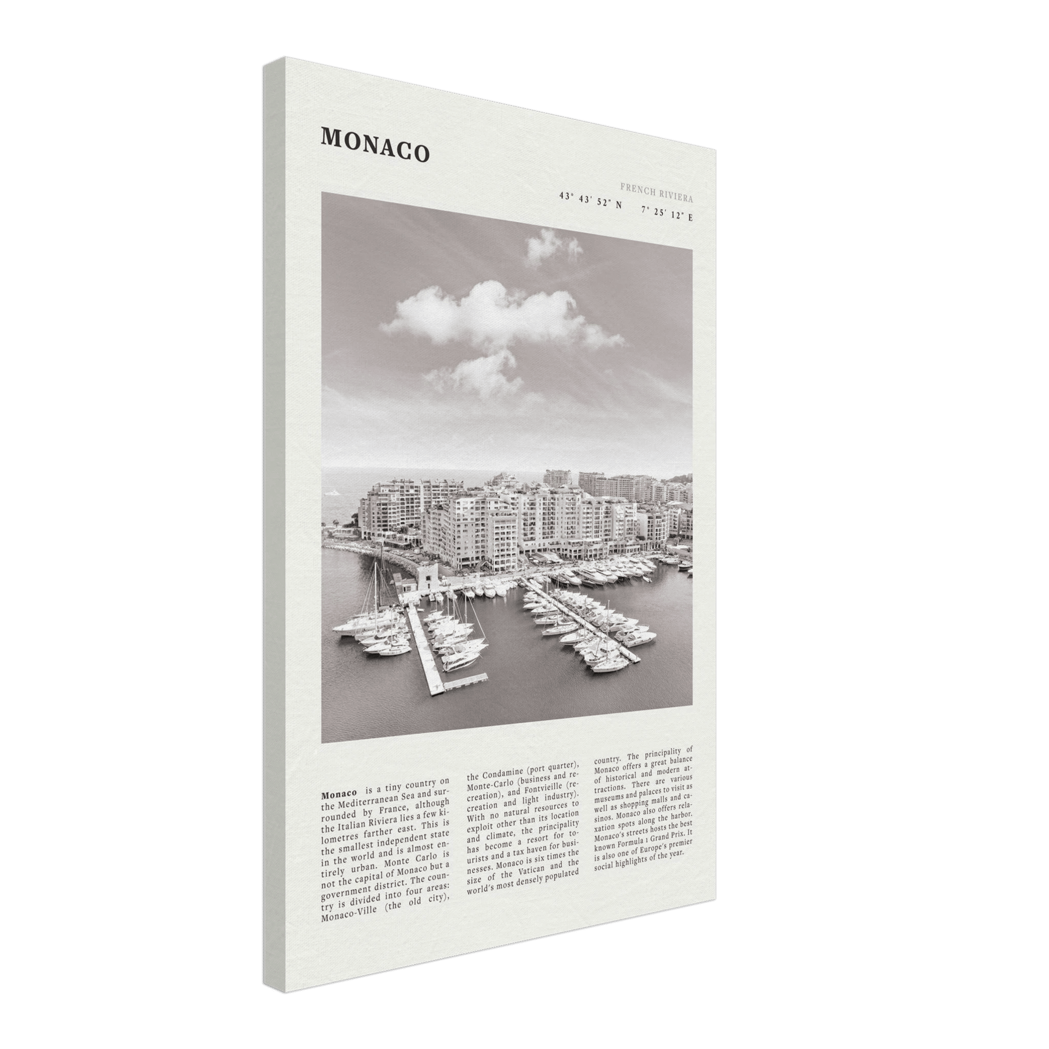 Monaco Poster Black and White – Vintage Monte Carlo Harbor Print (Digital & Printed Options) - Evergreen Posters