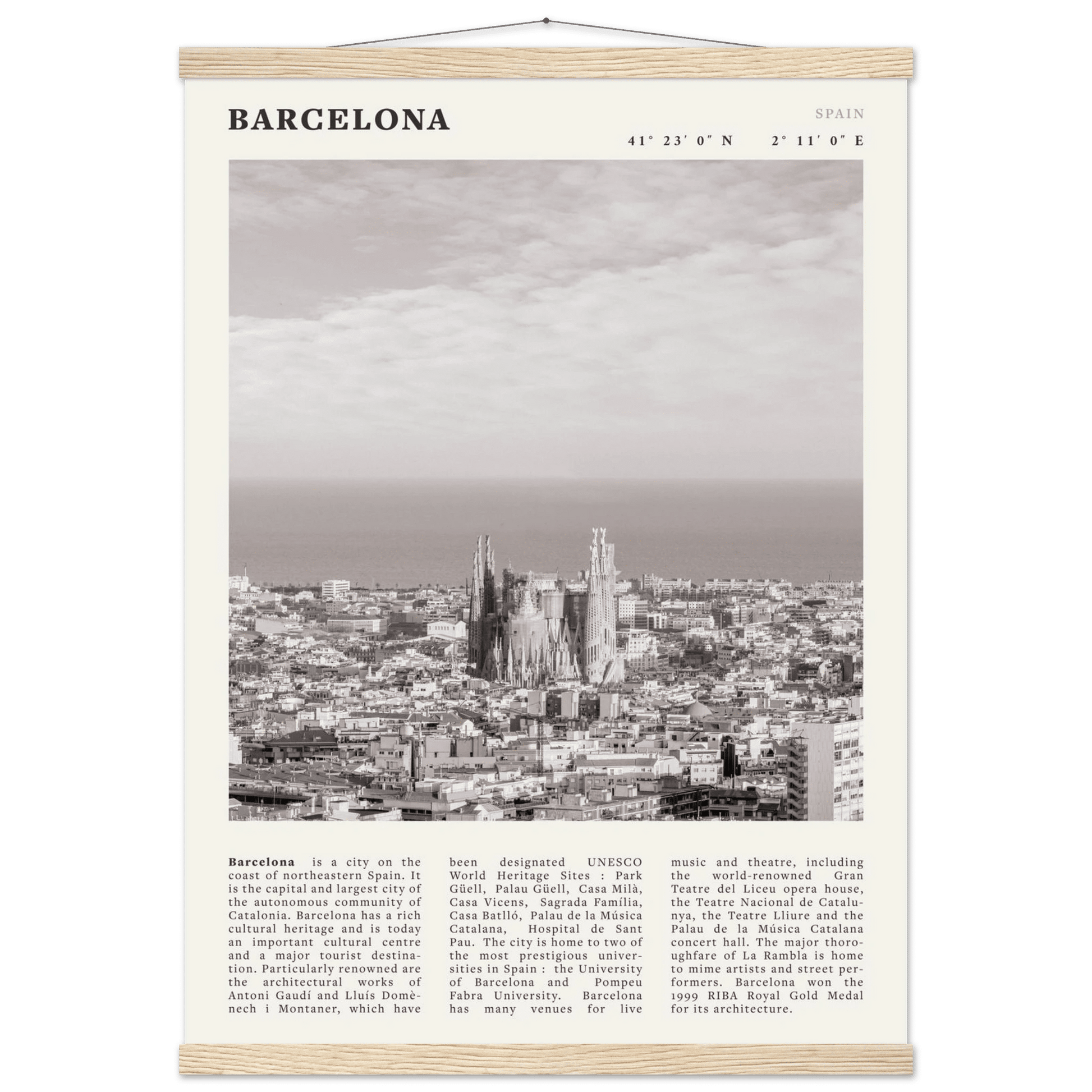 Barcelona Poster | Black & White Sagrada Familia Wall Art | Spain Travel Print - Evergreen Posters