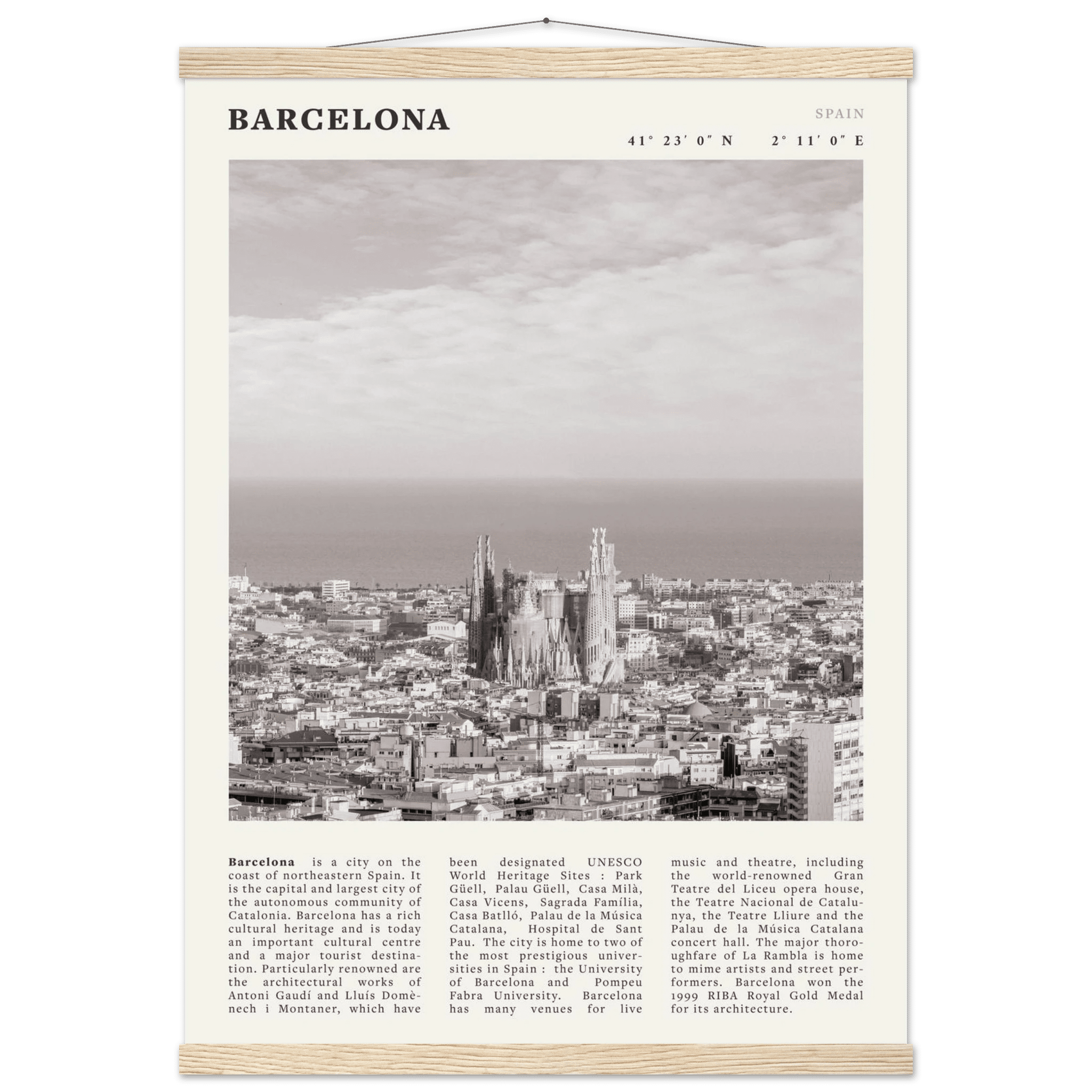 Barcelona Poster | Black & White Sagrada Familia Wall Art | Spain Travel Print - Evergreen Posters