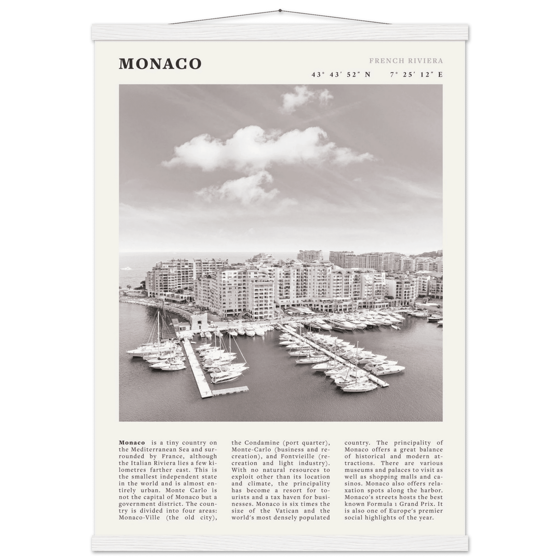 Monaco Poster Black and White – Vintage Monte Carlo Harbor Print (Digital & Printed Options) - Evergreen Posters