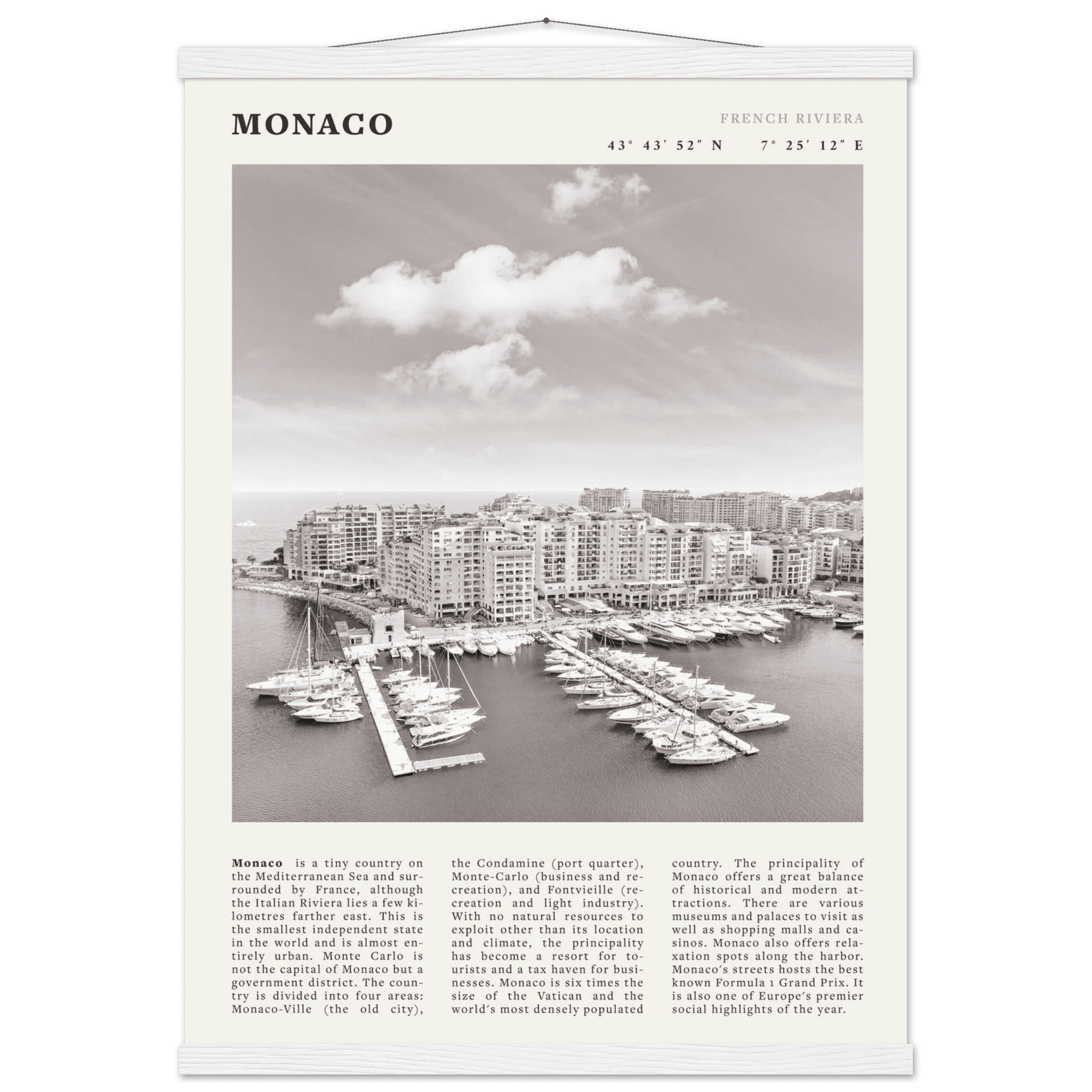Monaco Poster Black and White – Vintage Monte Carlo Harbor Print (Digital & Printed Options) - Evergreen Posters