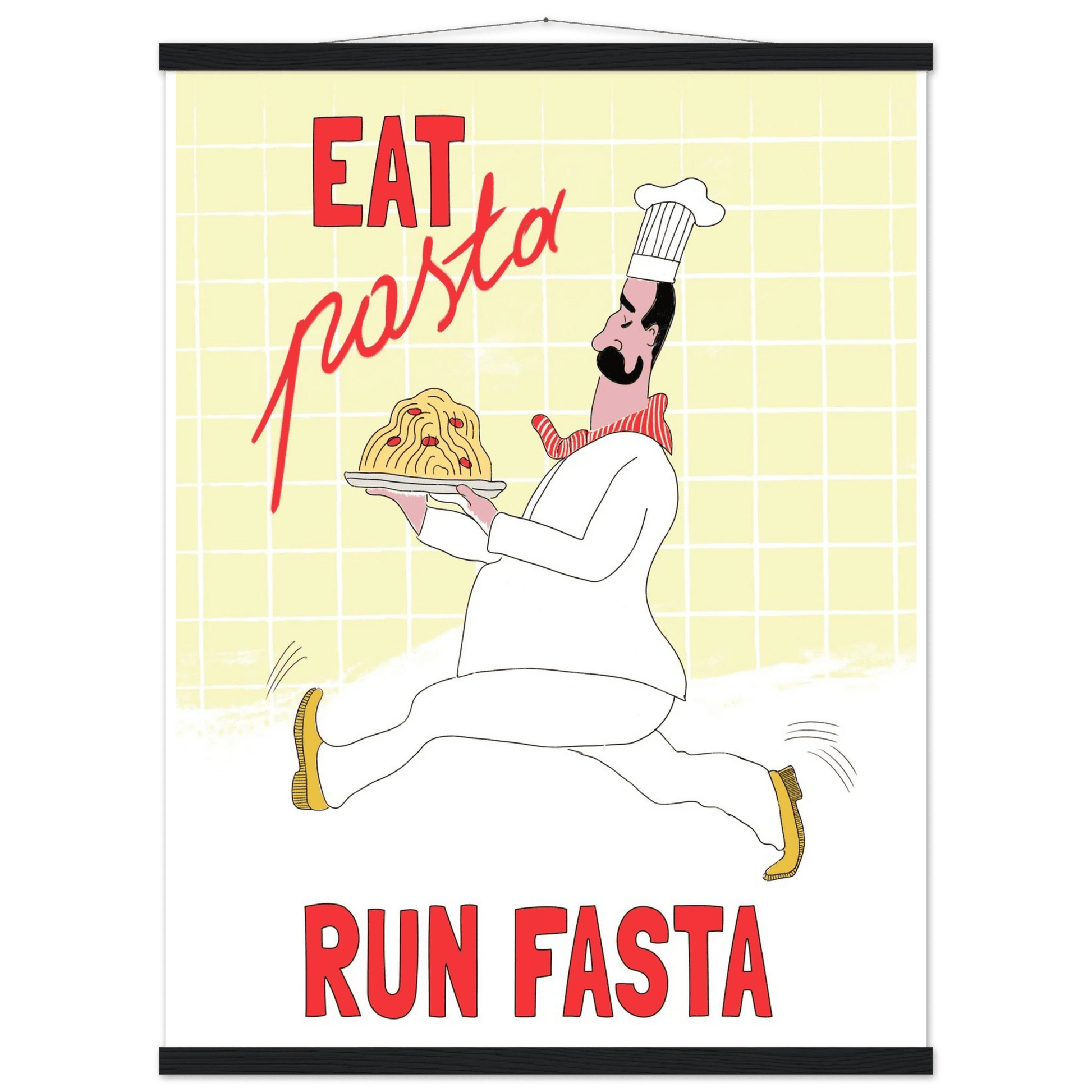 Eat Pasta Run Fasta Poster – Playful Kitchen Wall Art Print (Digital & Printed Options) - Evergreen Posters