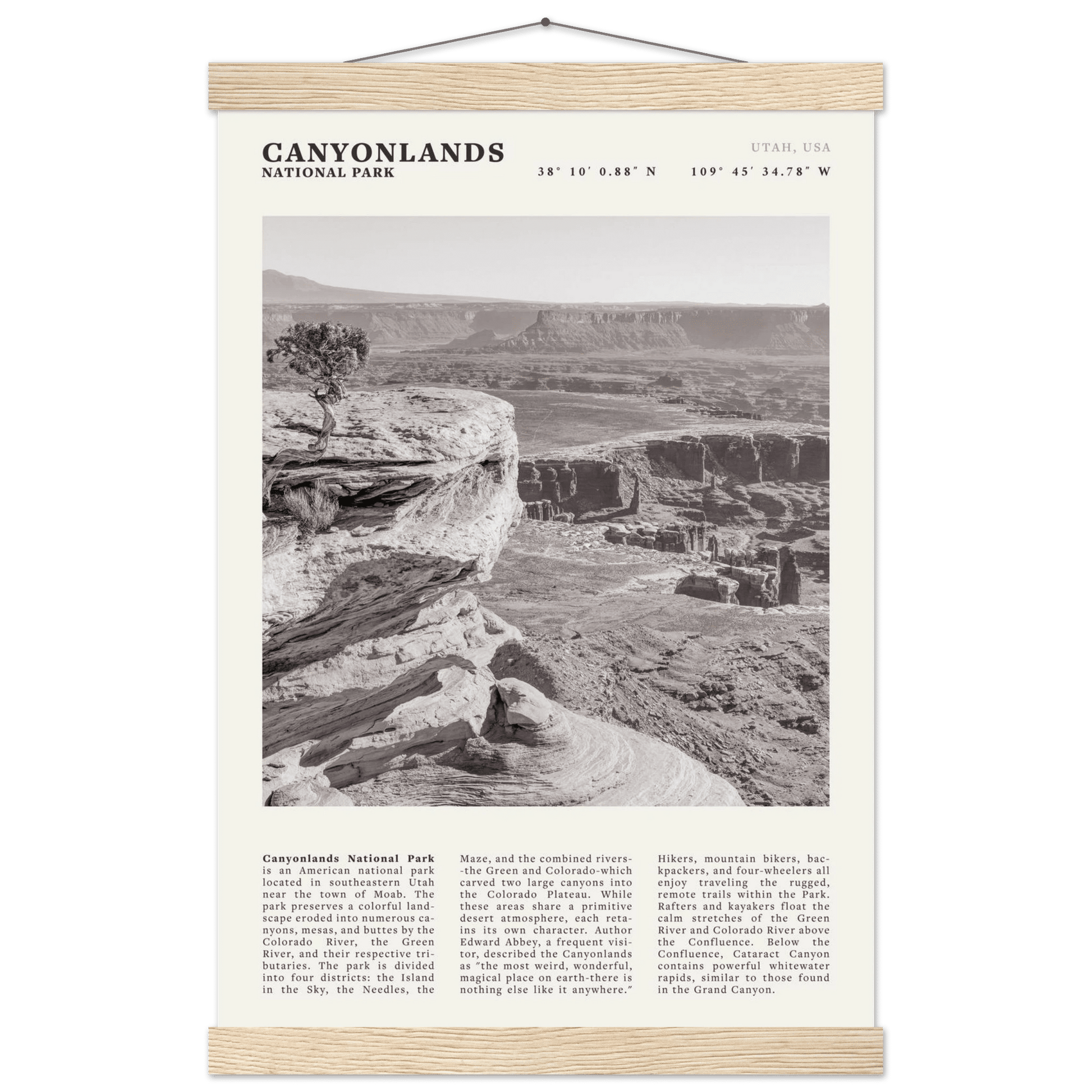 Canyonlands National Park Poster | Black & White Utah Wall Art | Canyon Travel Print - Evergreen Posters