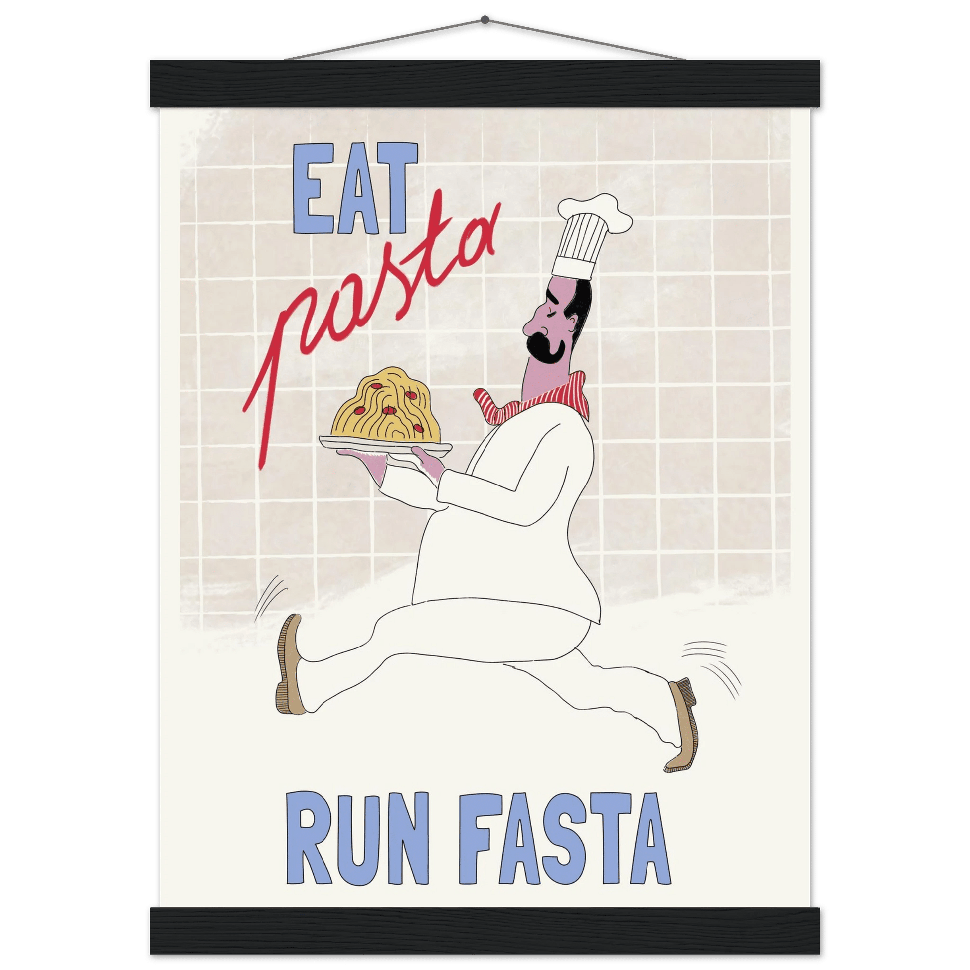 Eat Pasta Run Fasta Poster – Fun Kitchen Wall Art Print (Digital & Printed Options) - Evergreen Posters