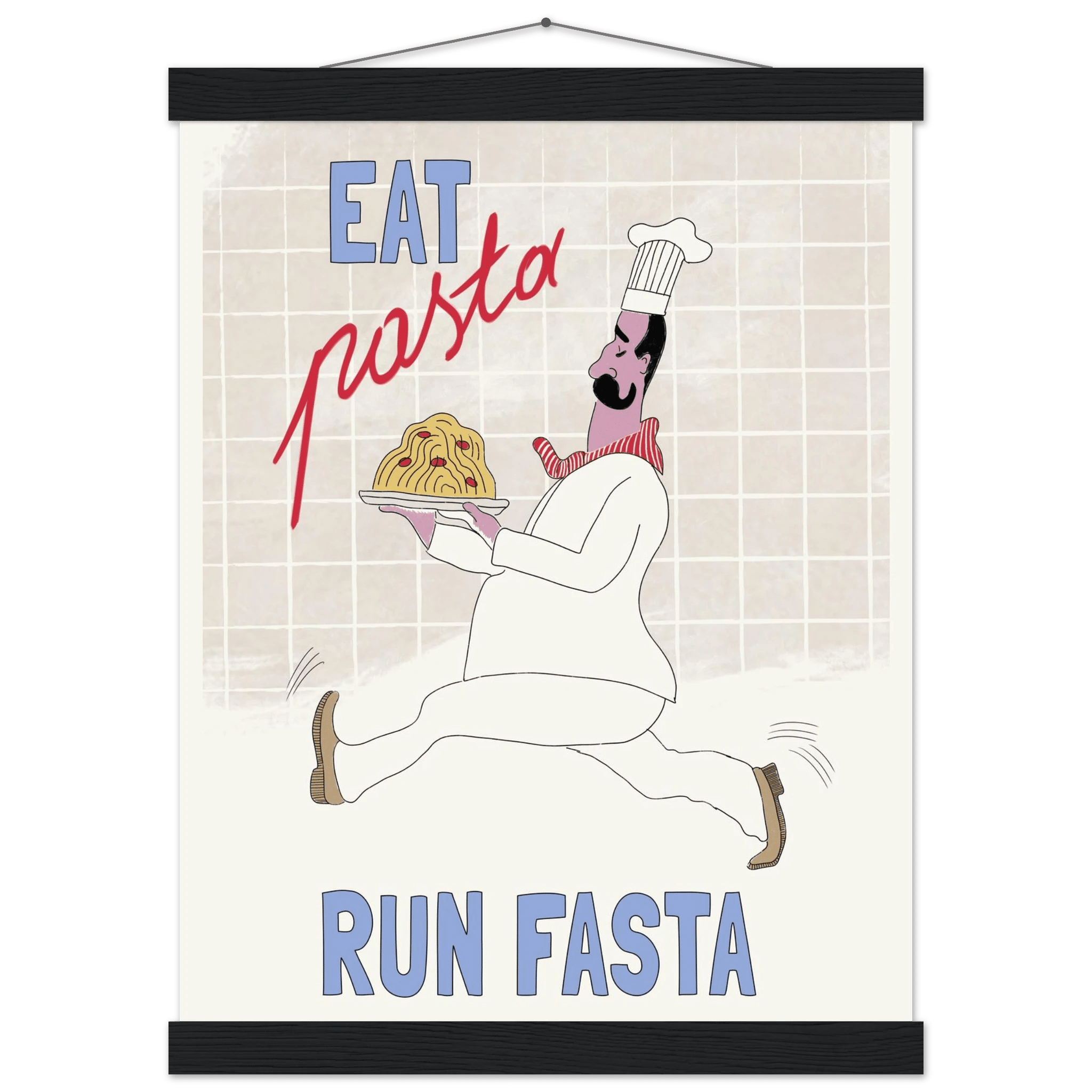 Eat Pasta Run Fasta Poster – Fun Kitchen Wall Art Print (Digital & Printed Options) - Evergreen Posters