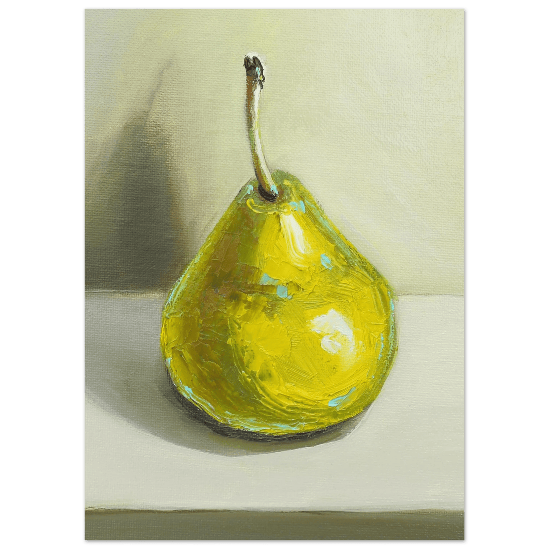 Pear Print | Green Pear Oil Painting Wall Art | Kitchen Poster - Evergreen Posters