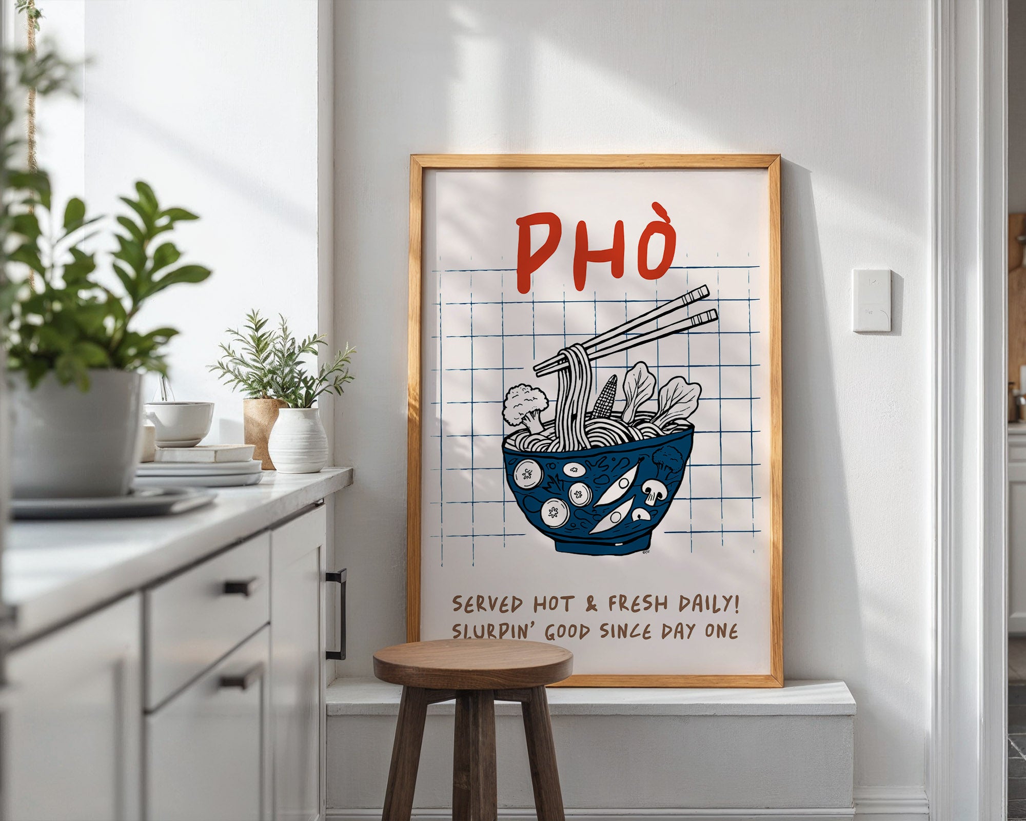 Pho Poster – Slurpin’ Good Vietnamese Kitchen Wall Art Print (Digital & Printed Options) - Evergreen Posters
