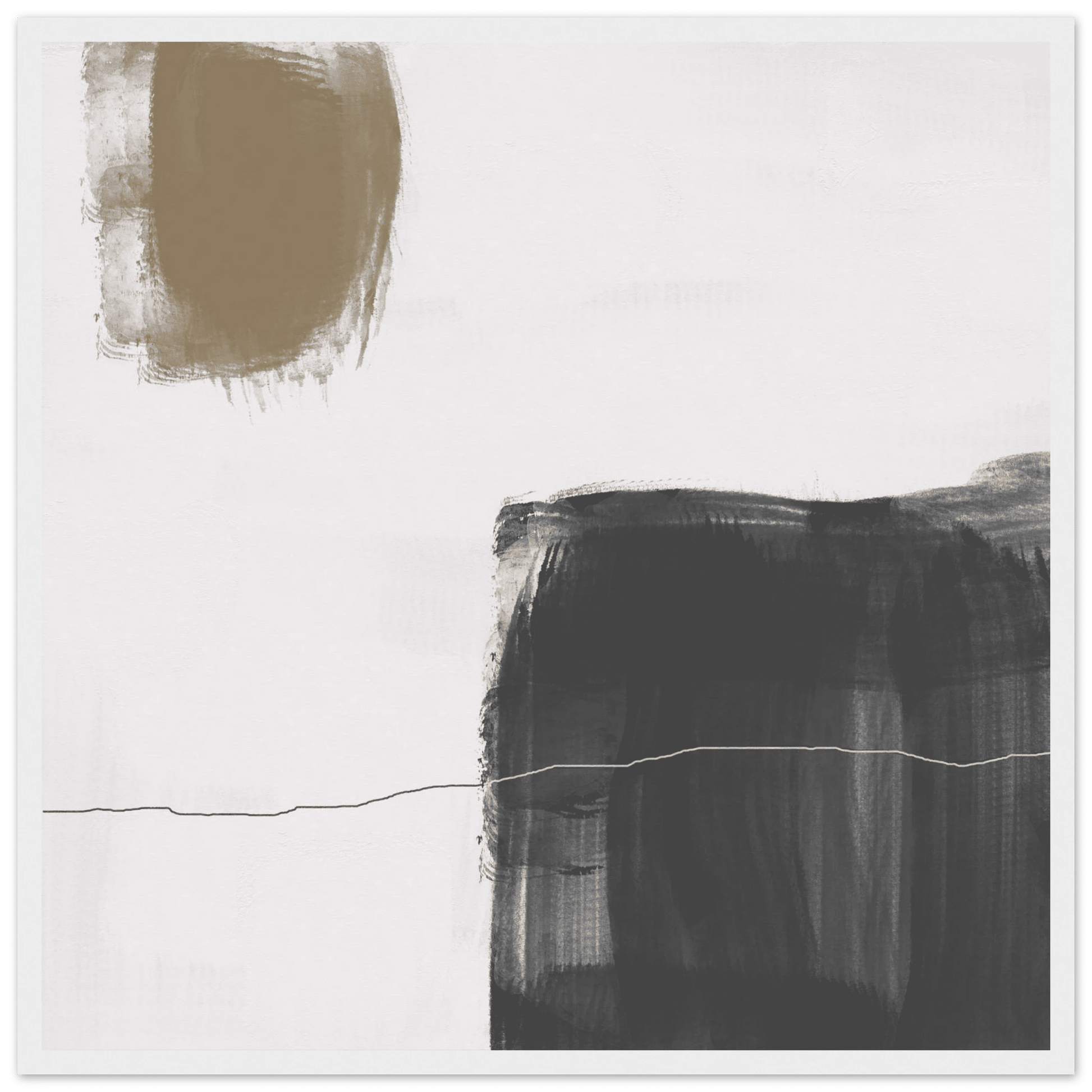 Olive & Black Brushstroke Abstract Poster | Minimalist Square Wall Art | Modern Decor - Evergreen Posters