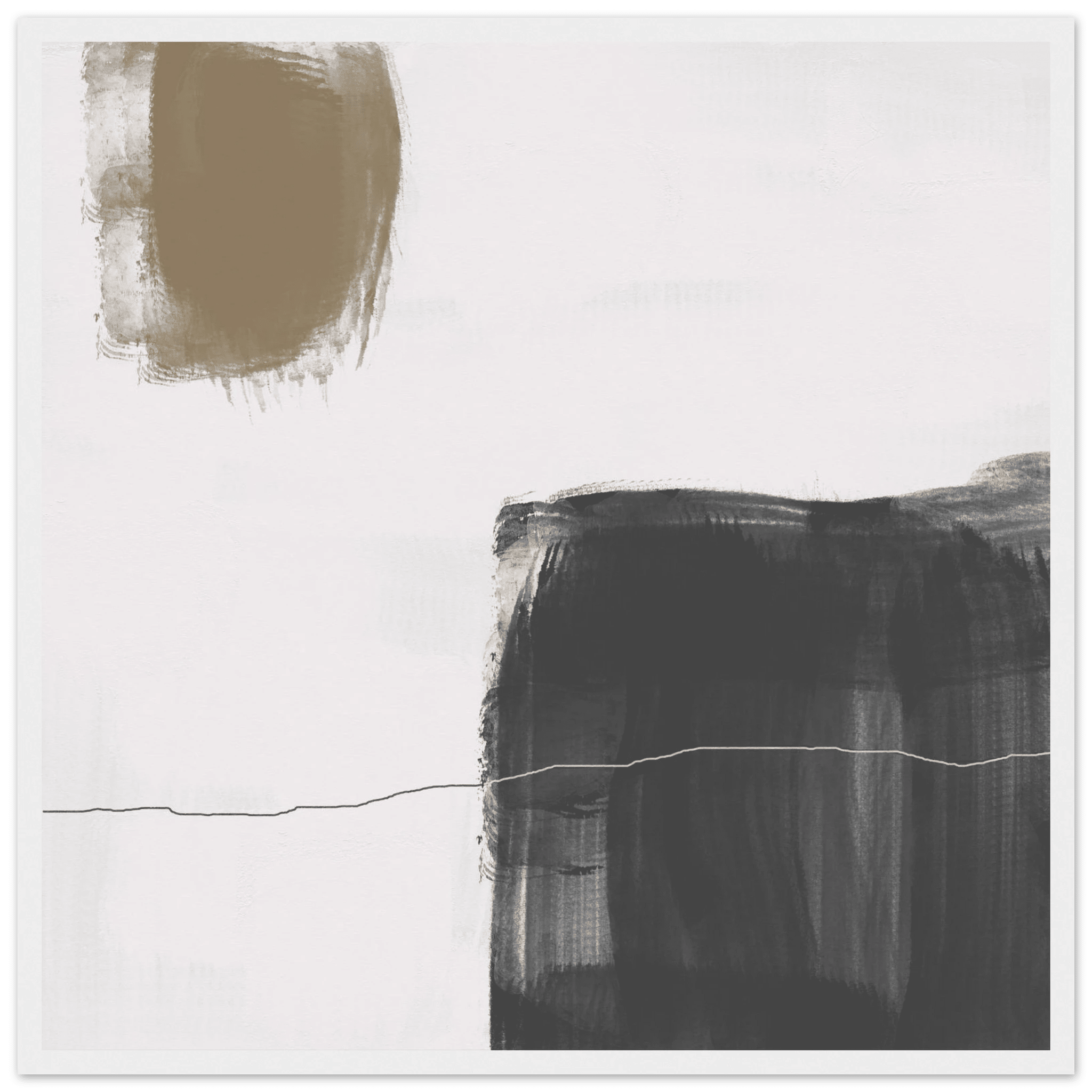 Olive & Black Brushstroke Abstract Poster | Minimalist Square Wall Art | Modern Decor - Evergreen Posters