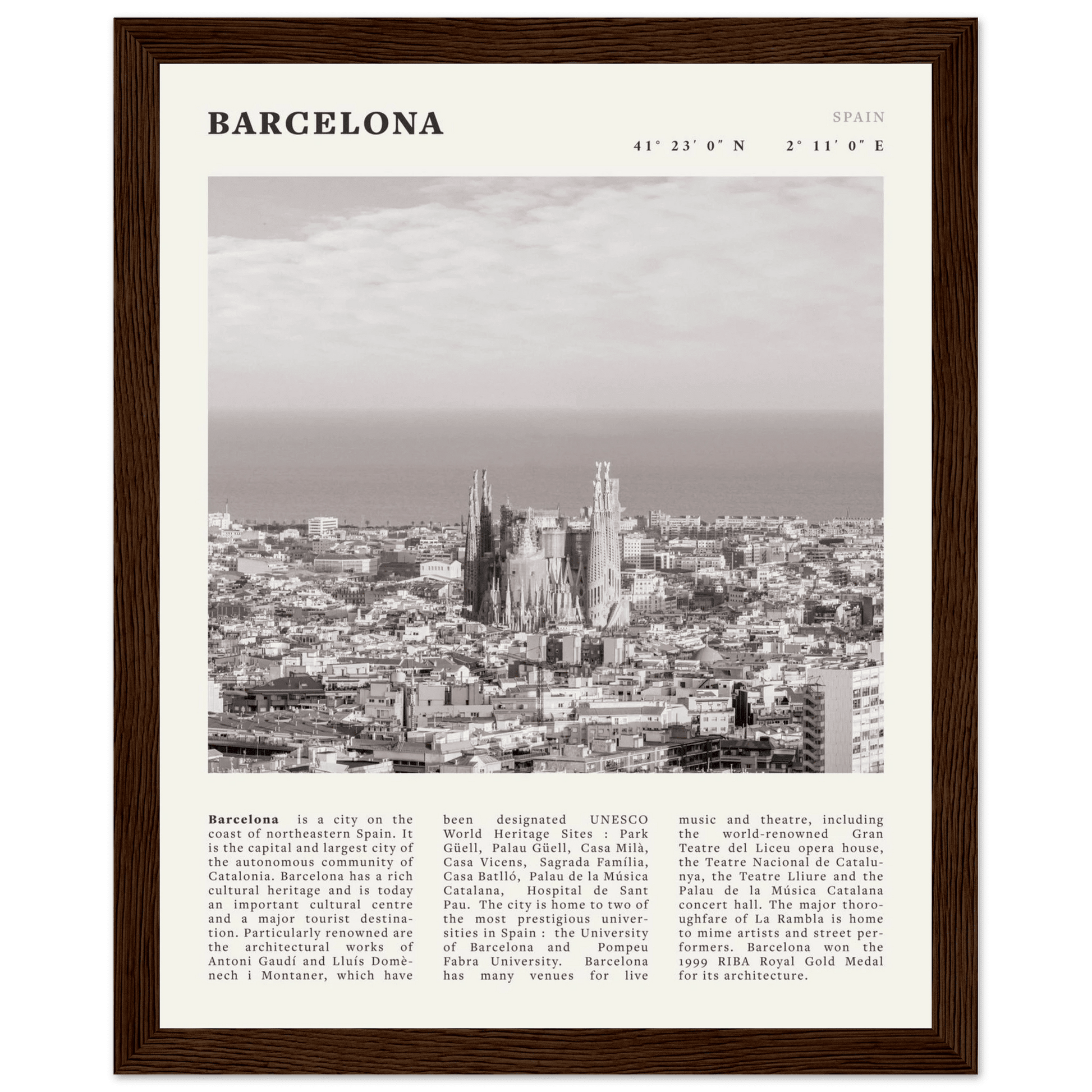 Barcelona Poster | Black & White Sagrada Familia Wall Art | Spain Travel Print - Evergreen Posters