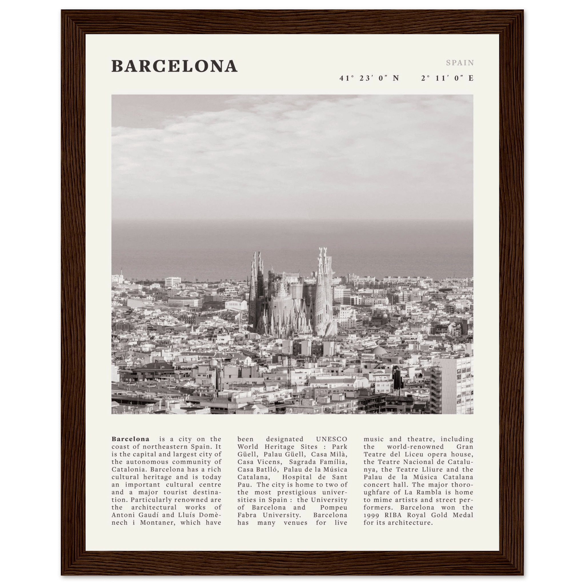 Barcelona Poster | Black & White Sagrada Familia Wall Art | Spain Travel Print - Evergreen Posters