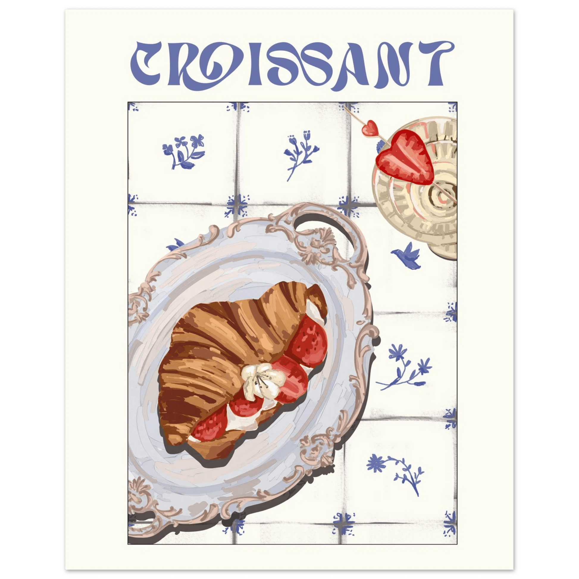 Croissant Poster – Charming French Breakfast Kitchen Wall Art Print (Digital & Printed Options) - Evergreen Posters