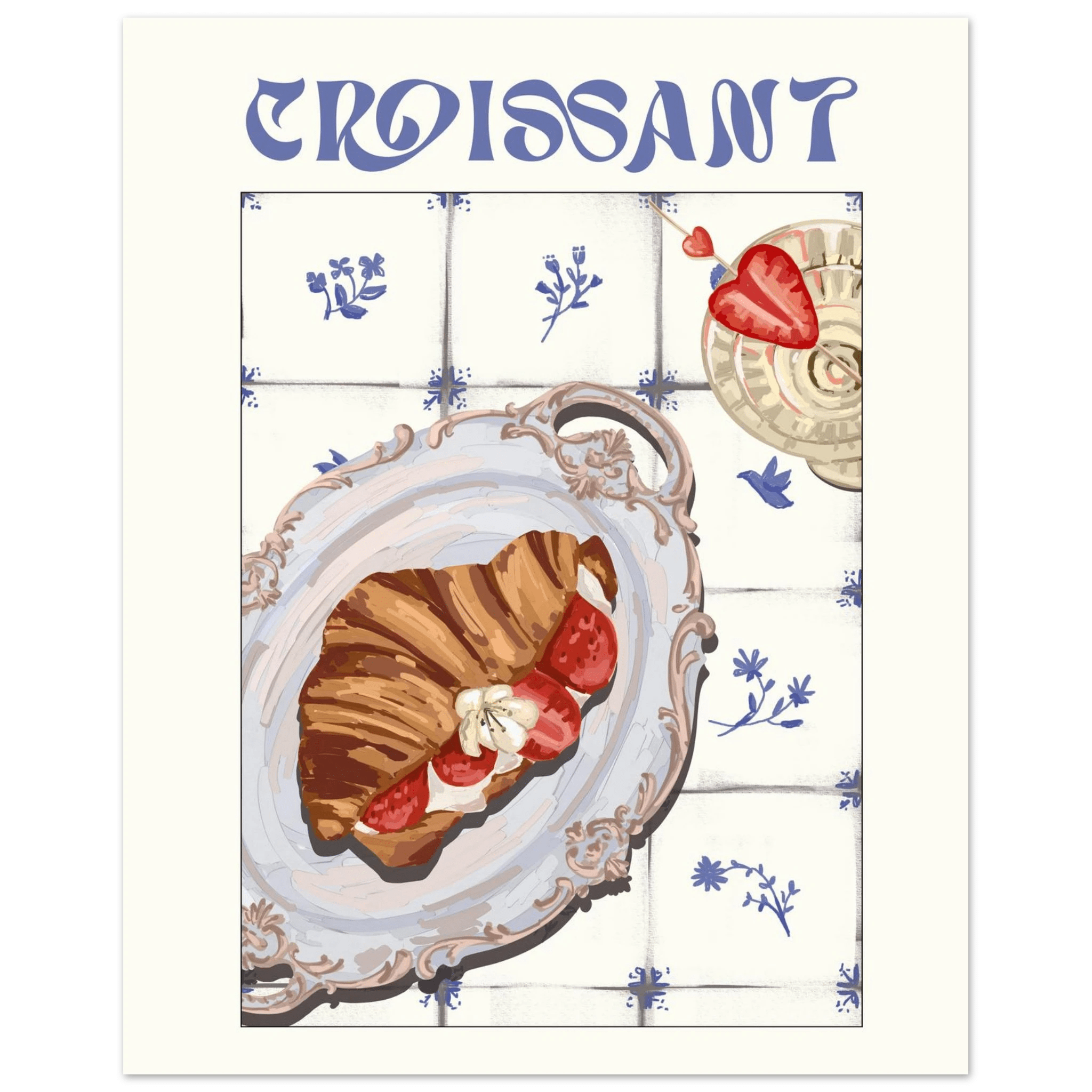 Croissant Poster – Charming French Breakfast Kitchen Wall Art Print (Digital & Printed Options) - Evergreen Posters