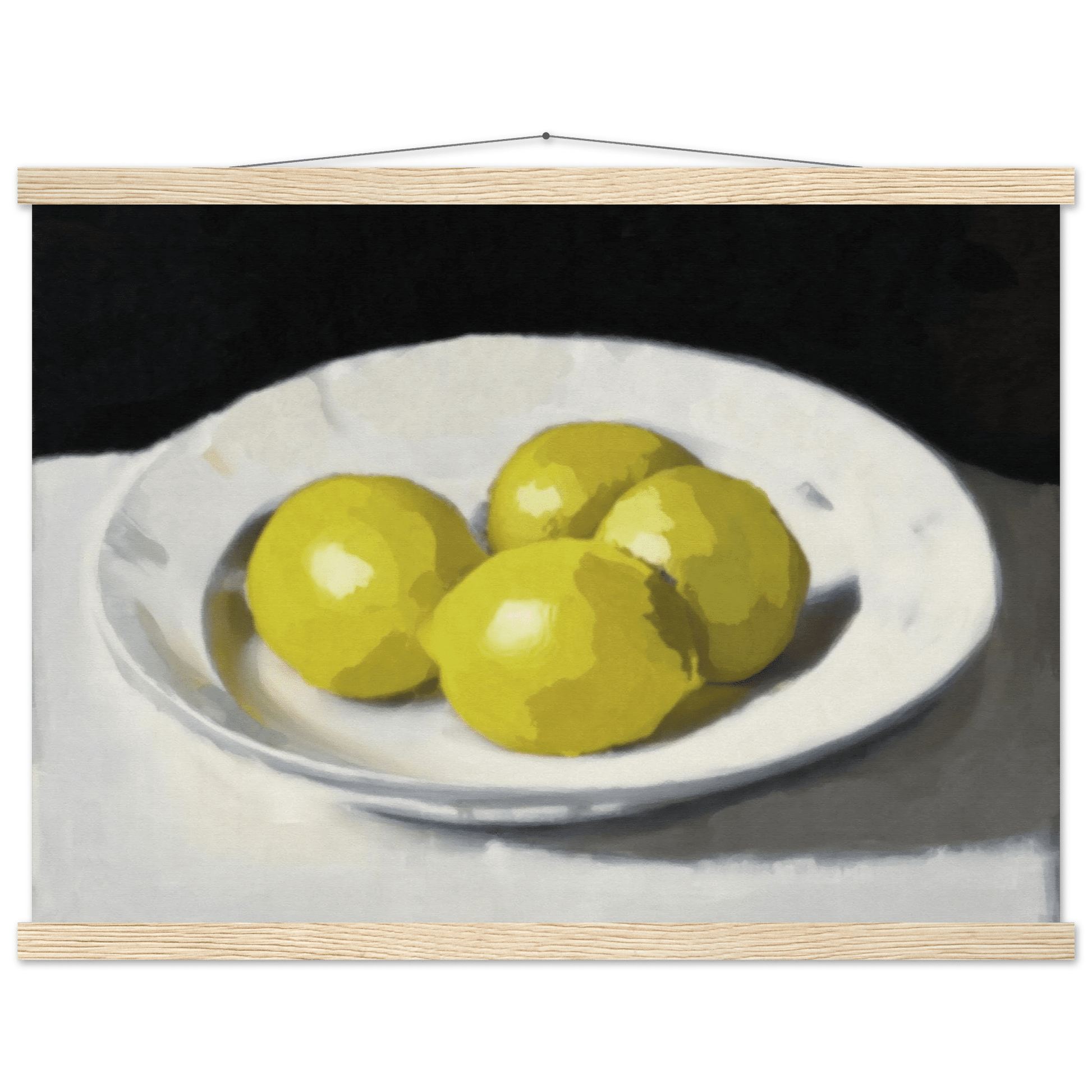 Lemons Print | Three Lemons Oil Painting Wall Art | Kitchen Still Life Poster - Evergreen Posters