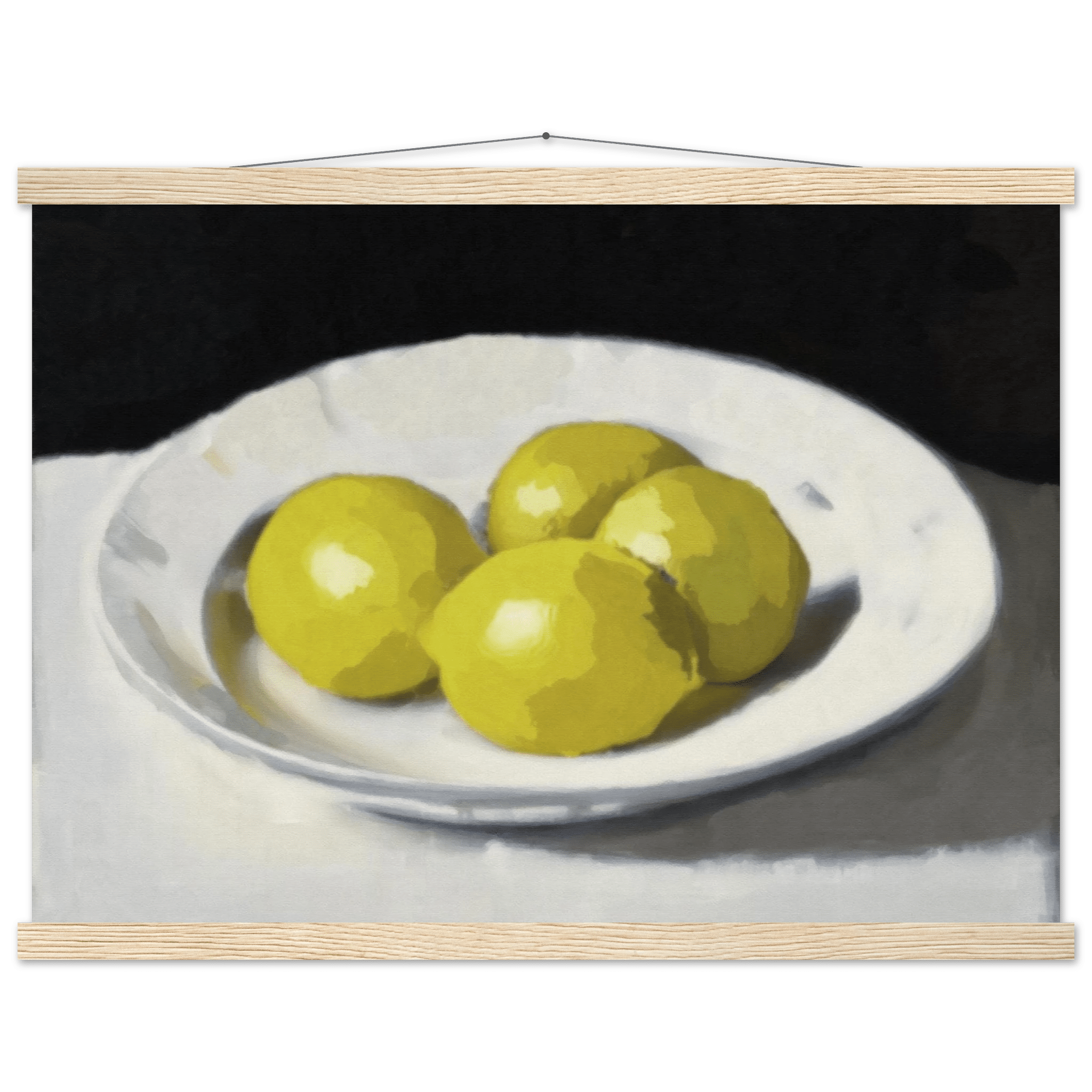 Lemons Print | Three Lemons Oil Painting Wall Art | Kitchen Still Life Poster - Evergreen Posters