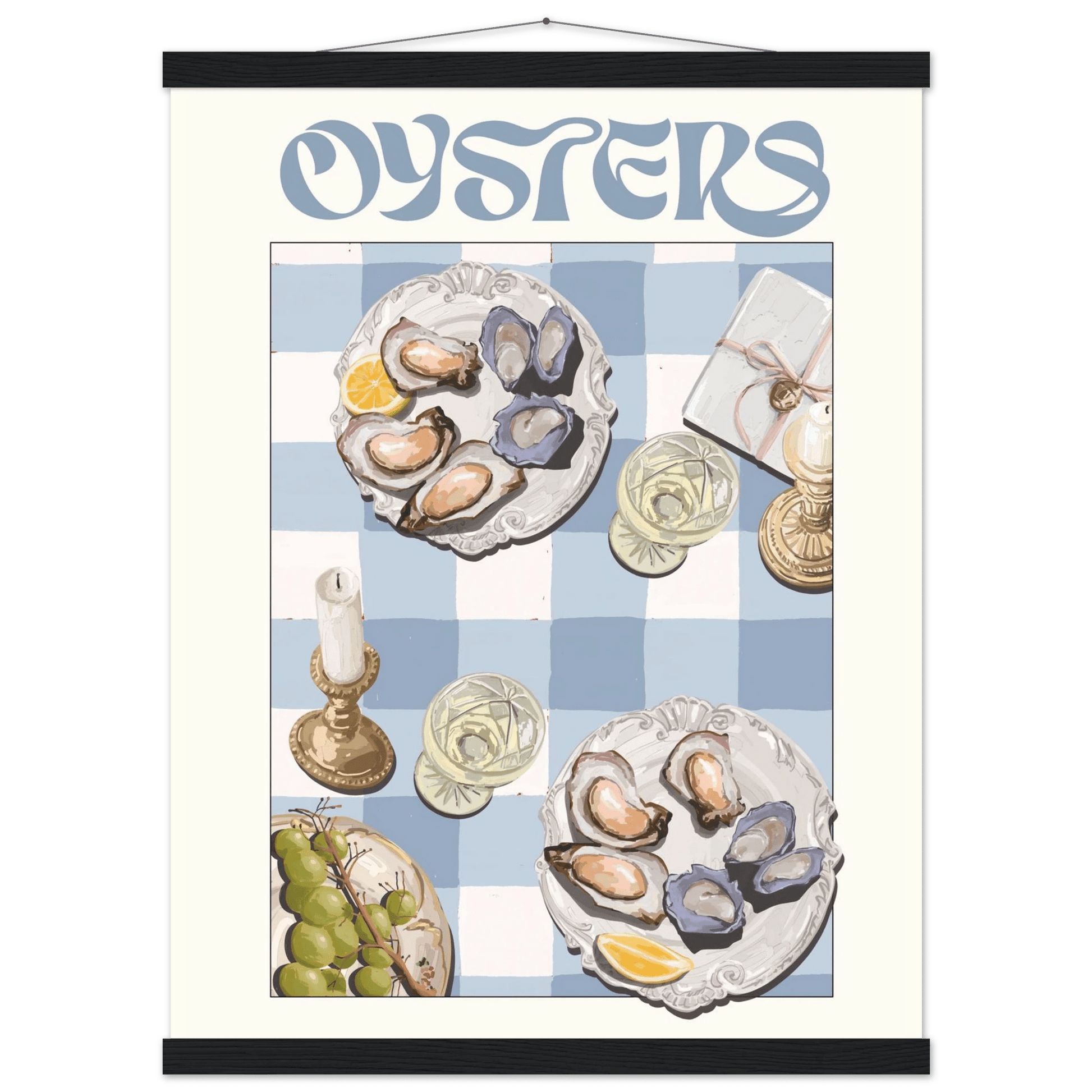 Oysters Poster – Playful Seafood Kitchen Wall Art Print (Digital & Printed Options) - Evergreen Posters