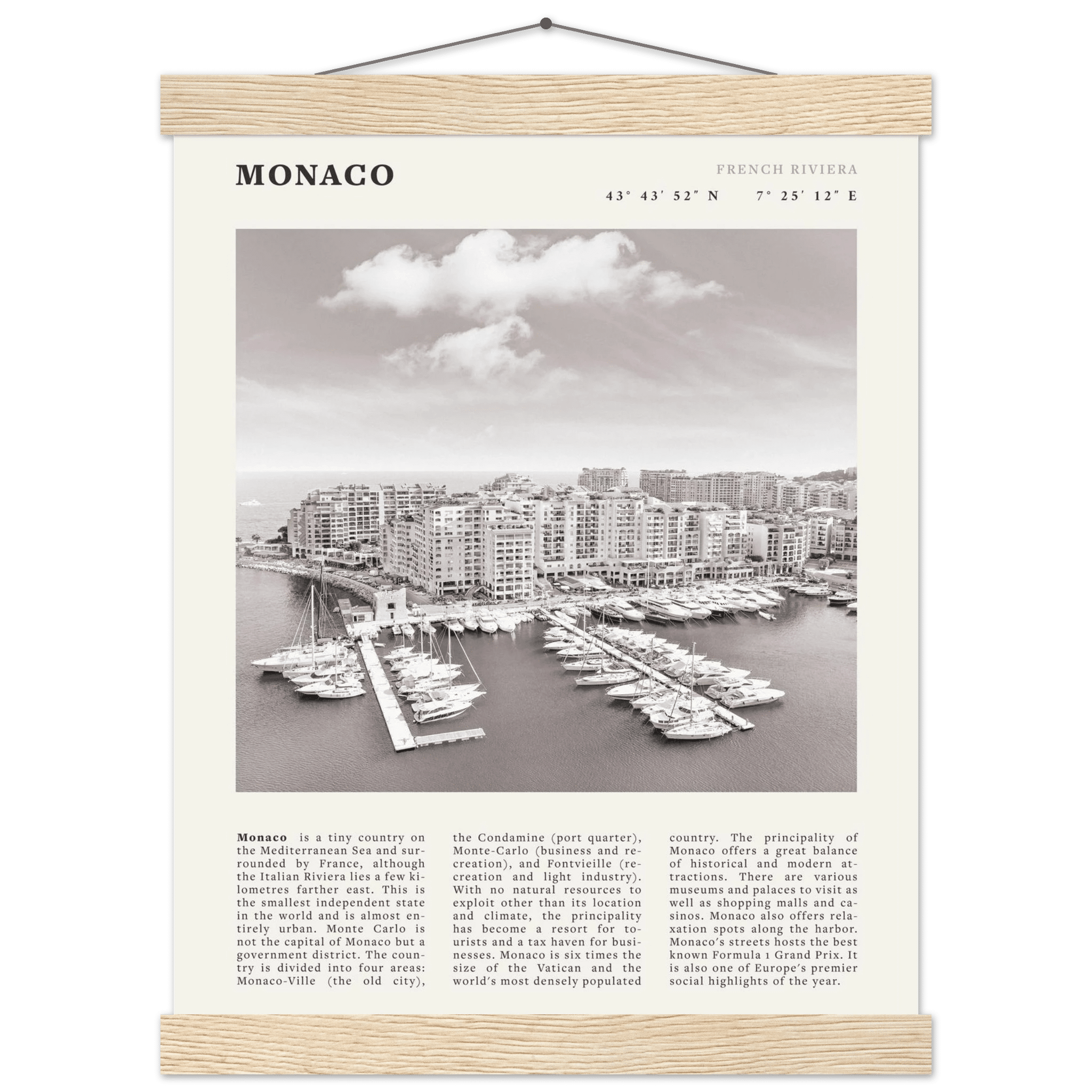Monaco Poster Black and White – Vintage Monte Carlo Harbor Print (Digital & Printed Options) - Evergreen Posters