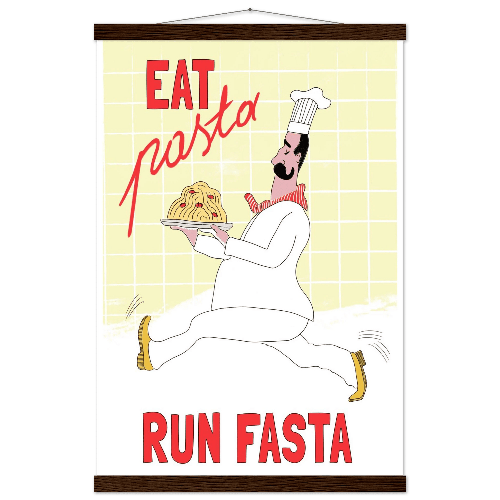 Eat Pasta Run Fasta Poster – Playful Kitchen Wall Art Print (Digital & Printed Options) - Evergreen Posters