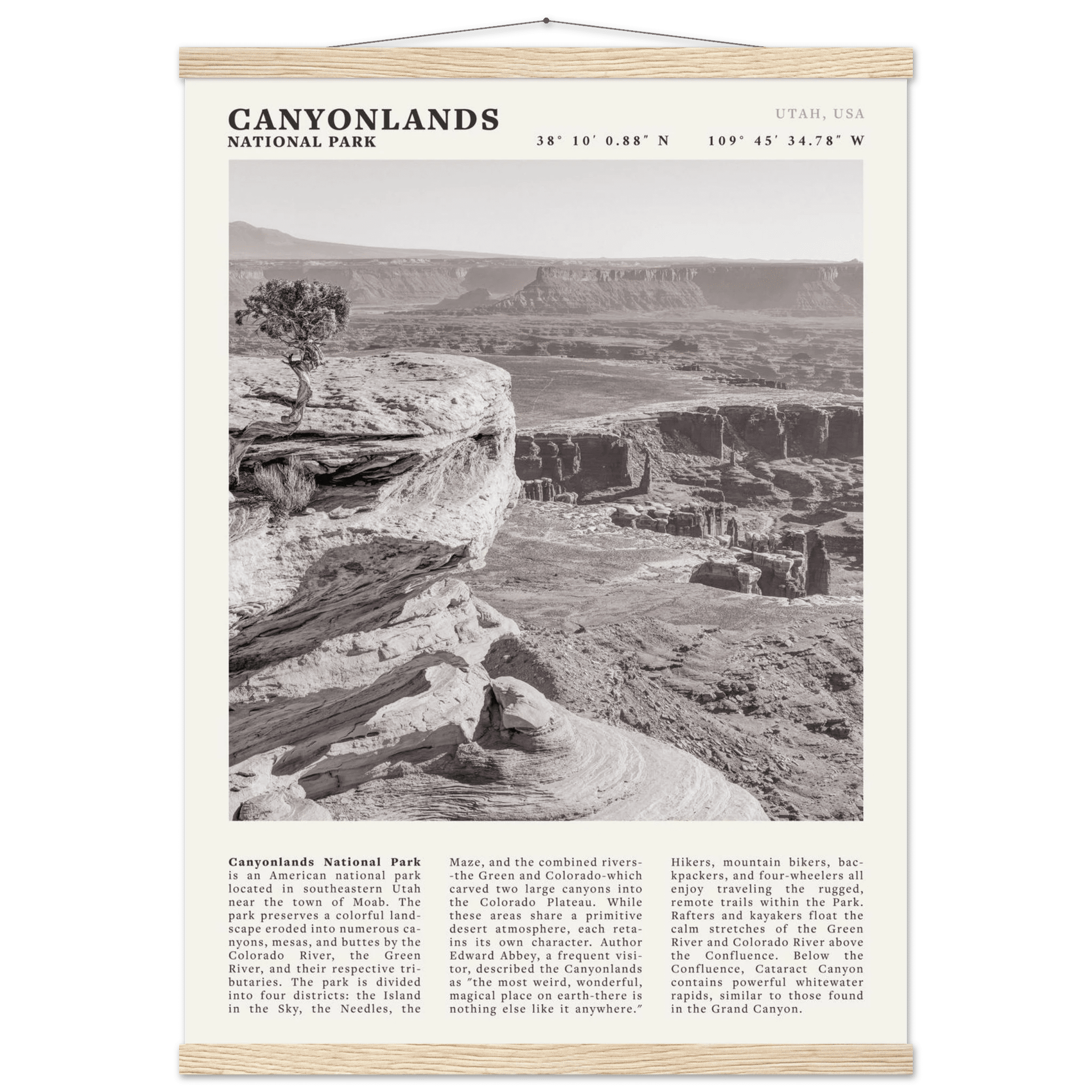Canyonlands National Park Poster | Black & White Utah Wall Art | Canyon Travel Print - Evergreen Posters